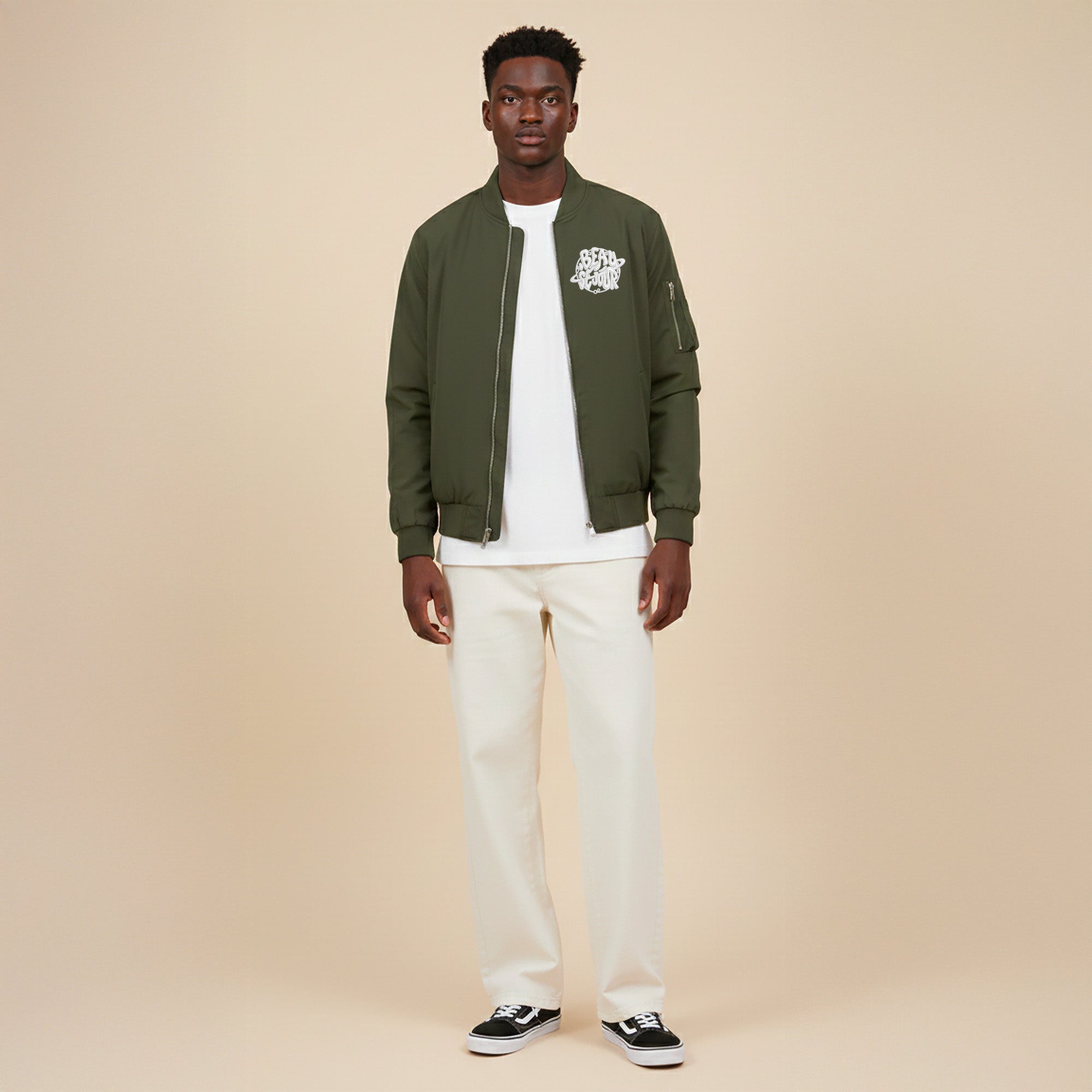 Bomber kaki homme - bomber homme - bomber polyester recyclé 100%