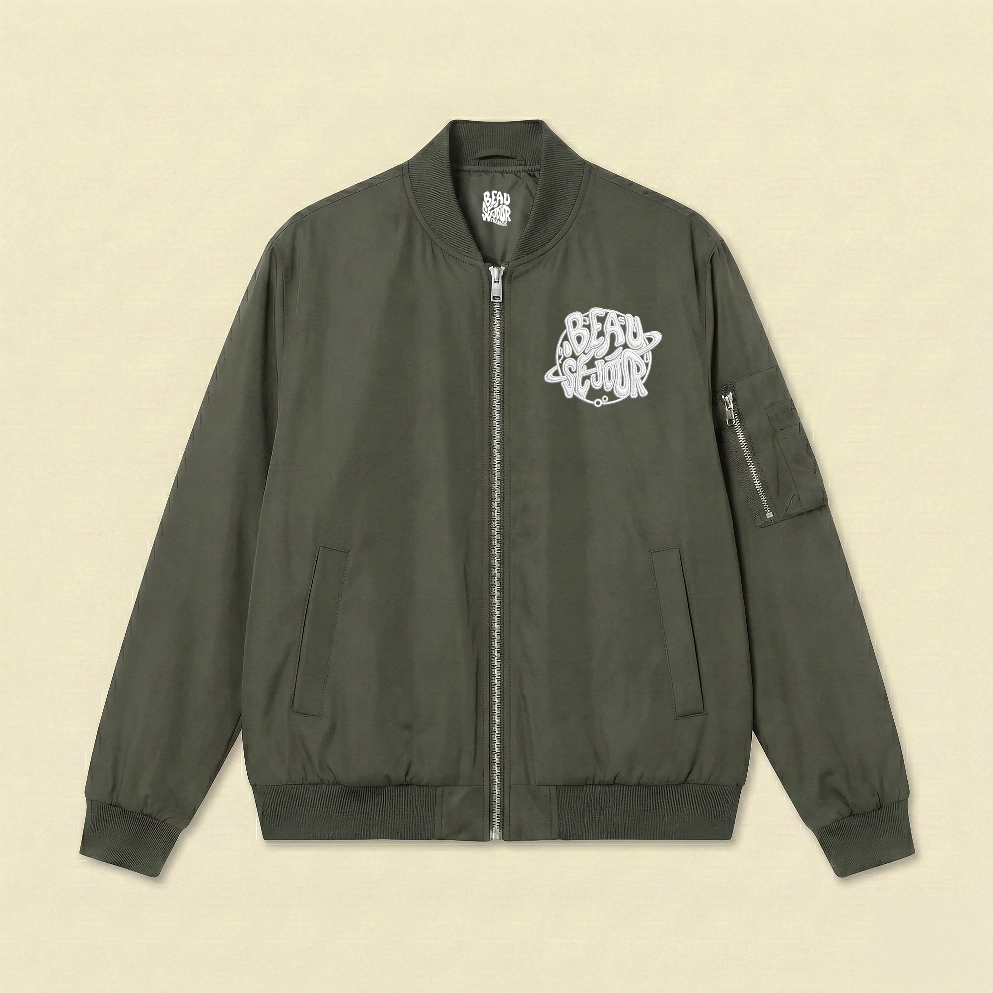 Bomber kaki homme - bomber homme - bomber polyester recyclé 100%