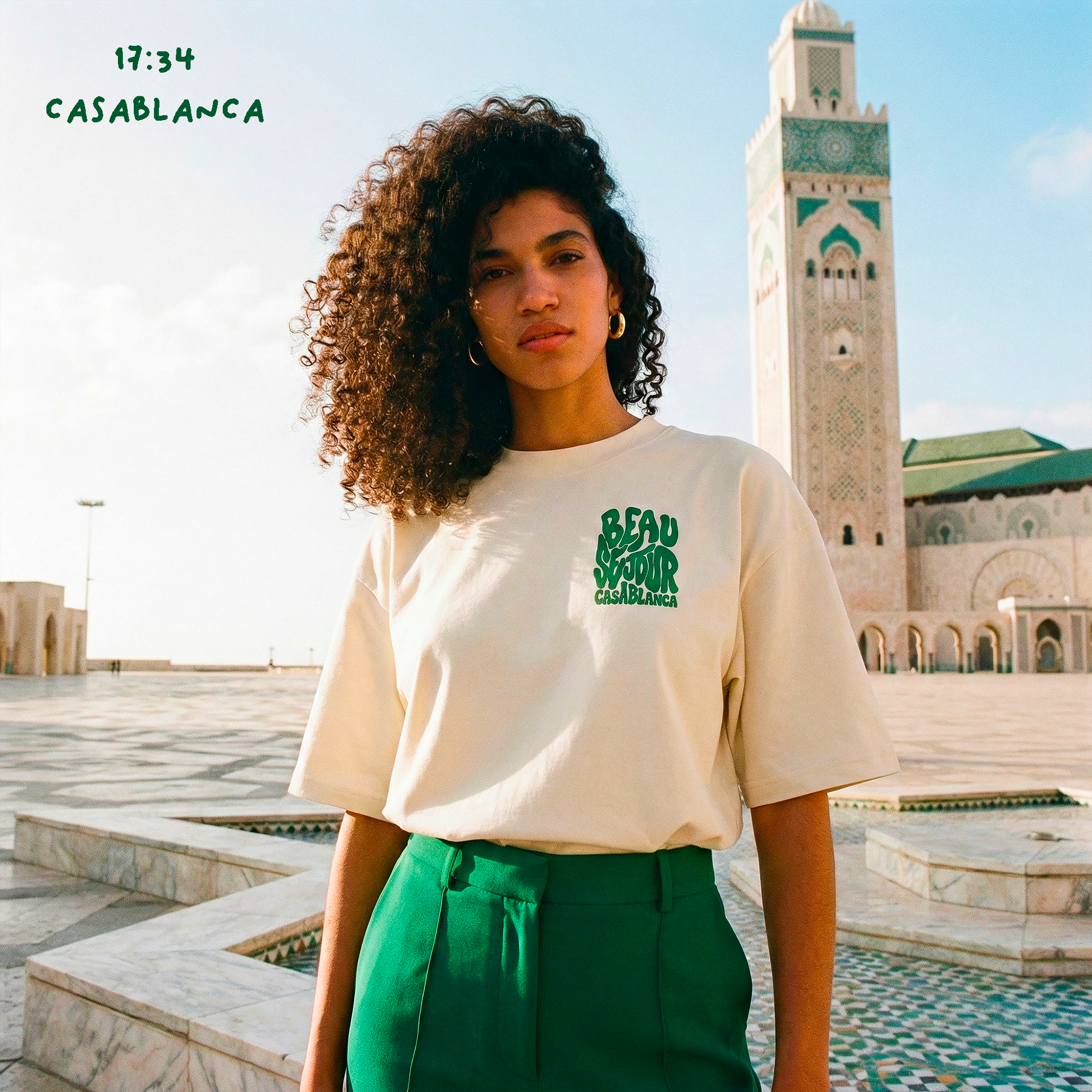 T-Shirt creme Casablanca - Beauséjour France - Coupe large - T-Shirt creme unisexe