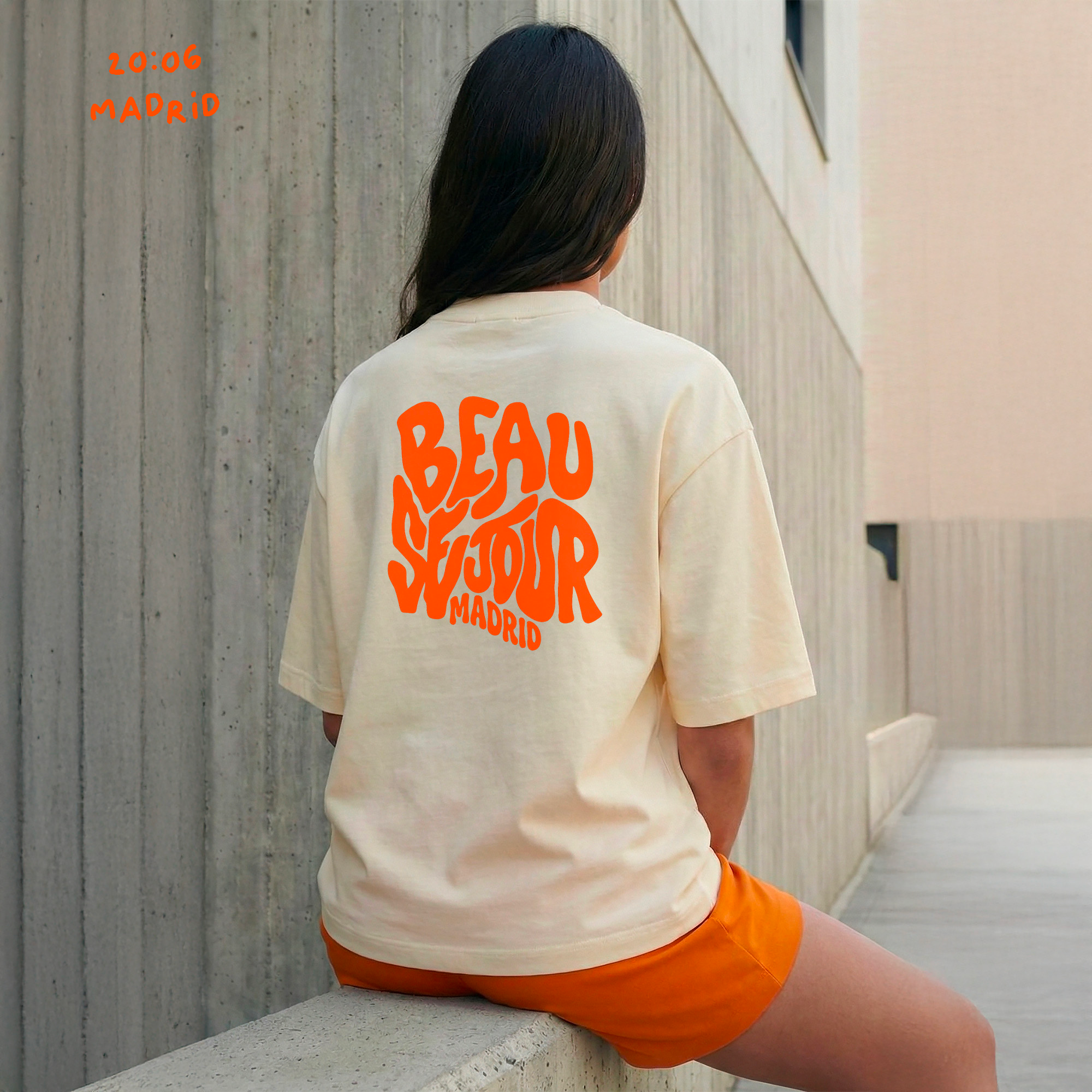 T-Shirt creme Madrid - Beauséjour France - Coupe large - T-Shirt creme unisexe