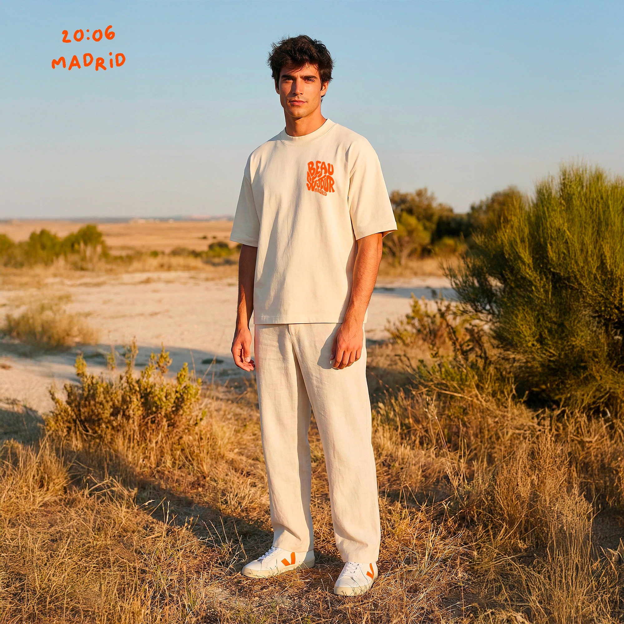 T-Shirt creme Madrid - Beauséjour France - Coupe large - T-Shirt creme unisexe