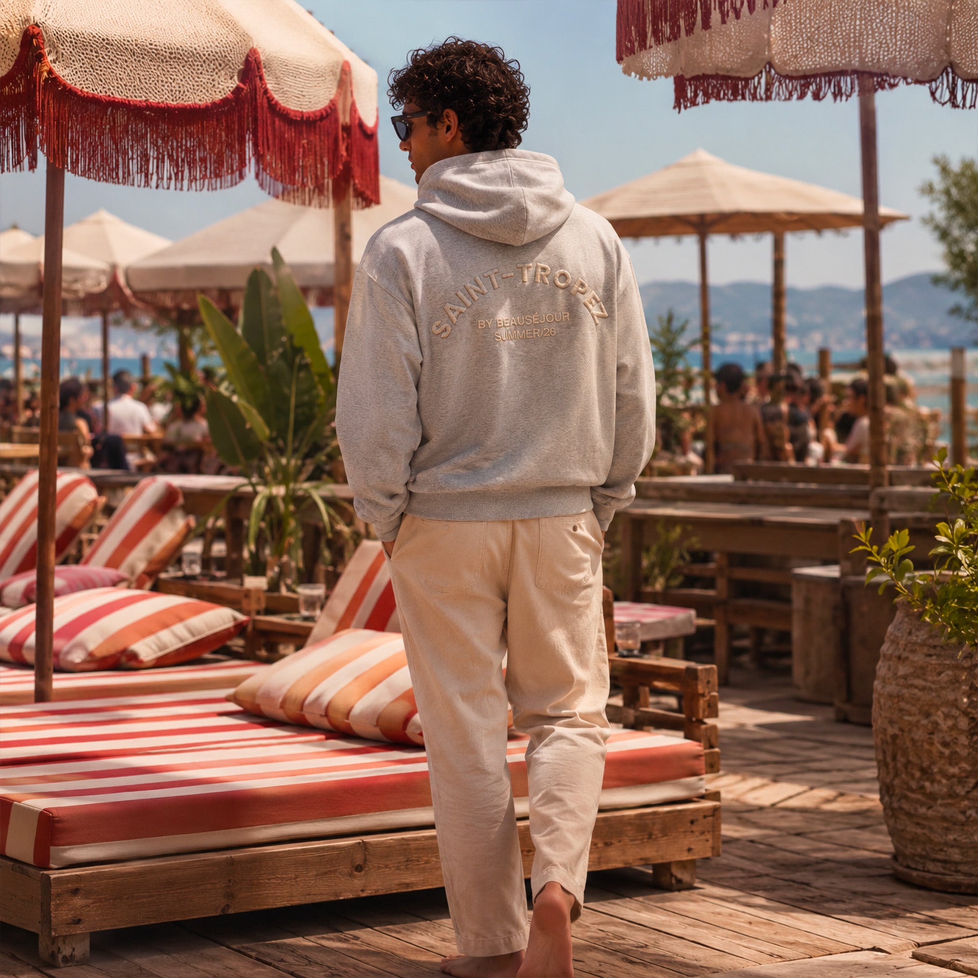 Hoodie gris Saint-Tropez Homme