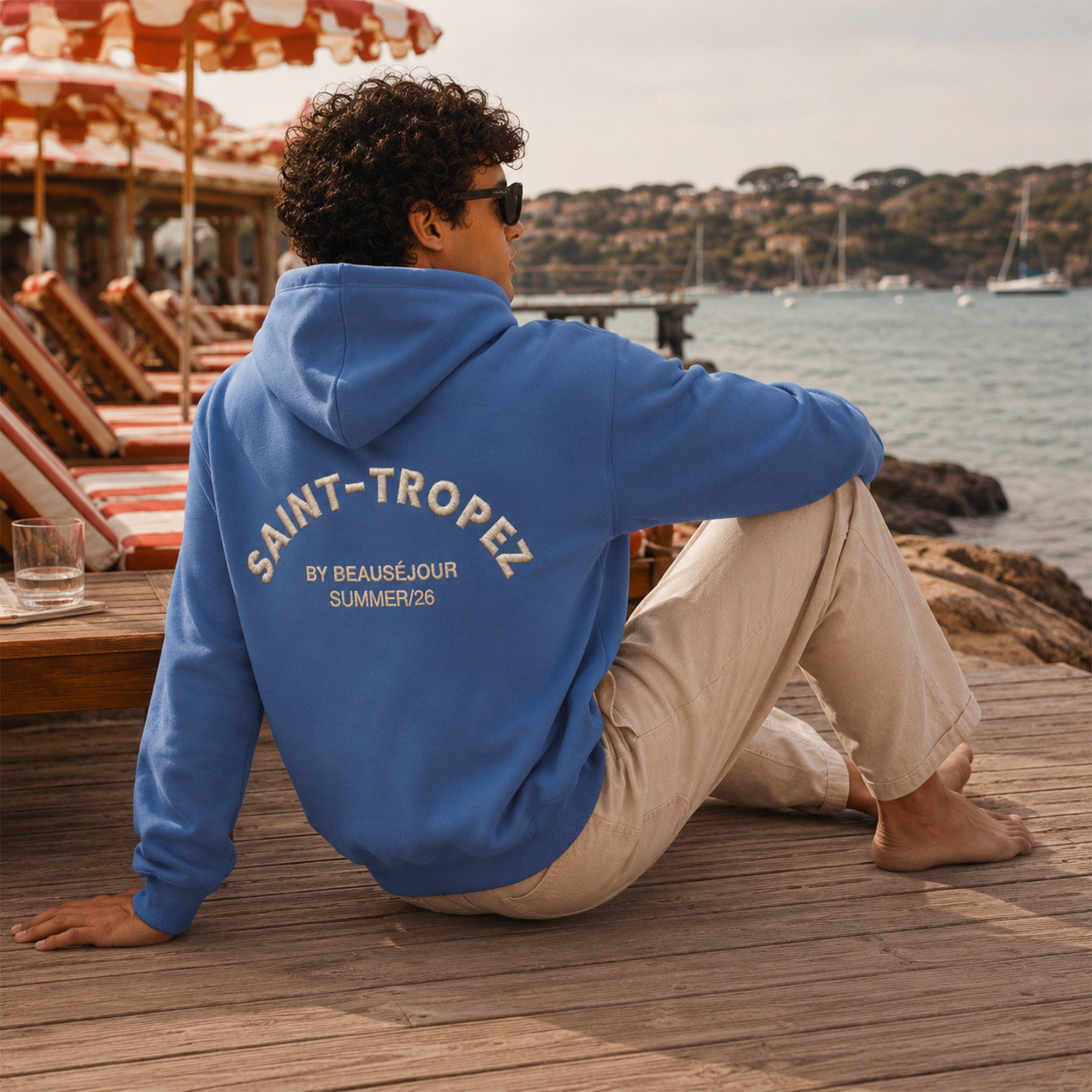 Hoodie bleu Saint-Tropez Homme