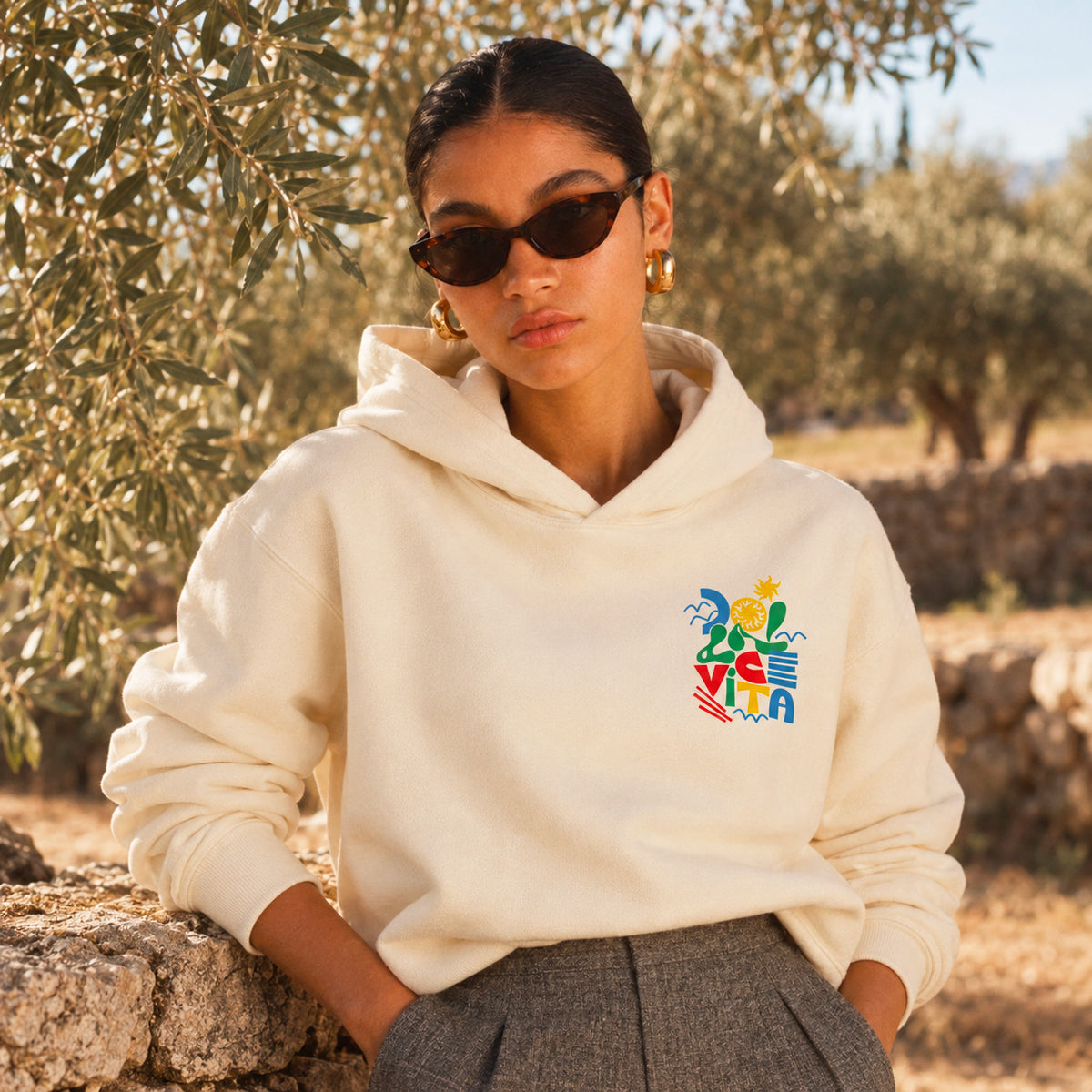 Hoodie Creme Dolce vita colorée