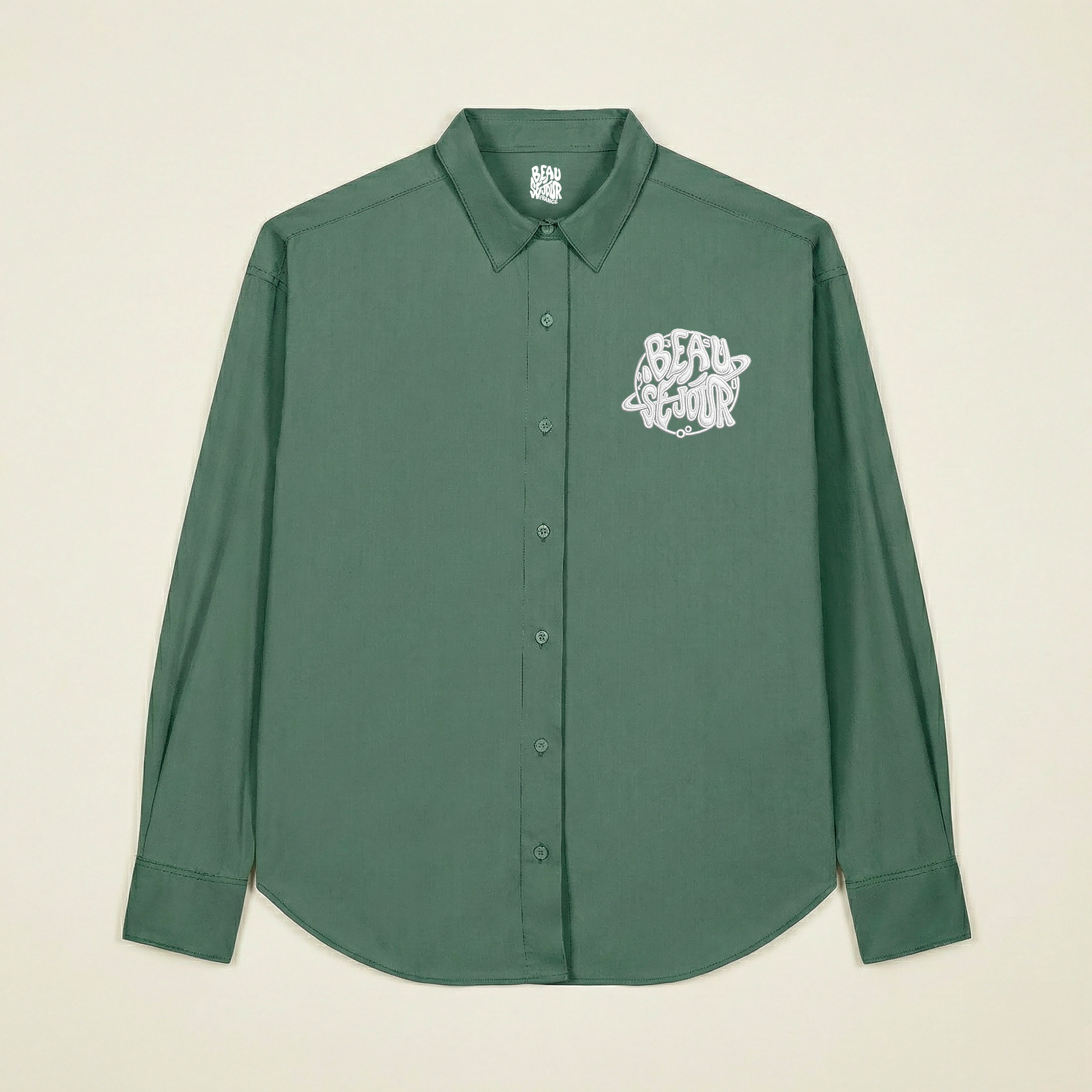 Chemise pour homme de couleur verte - 100% coton biologique - Chemise décontractée agréable a porter - Chemise Beauséjour