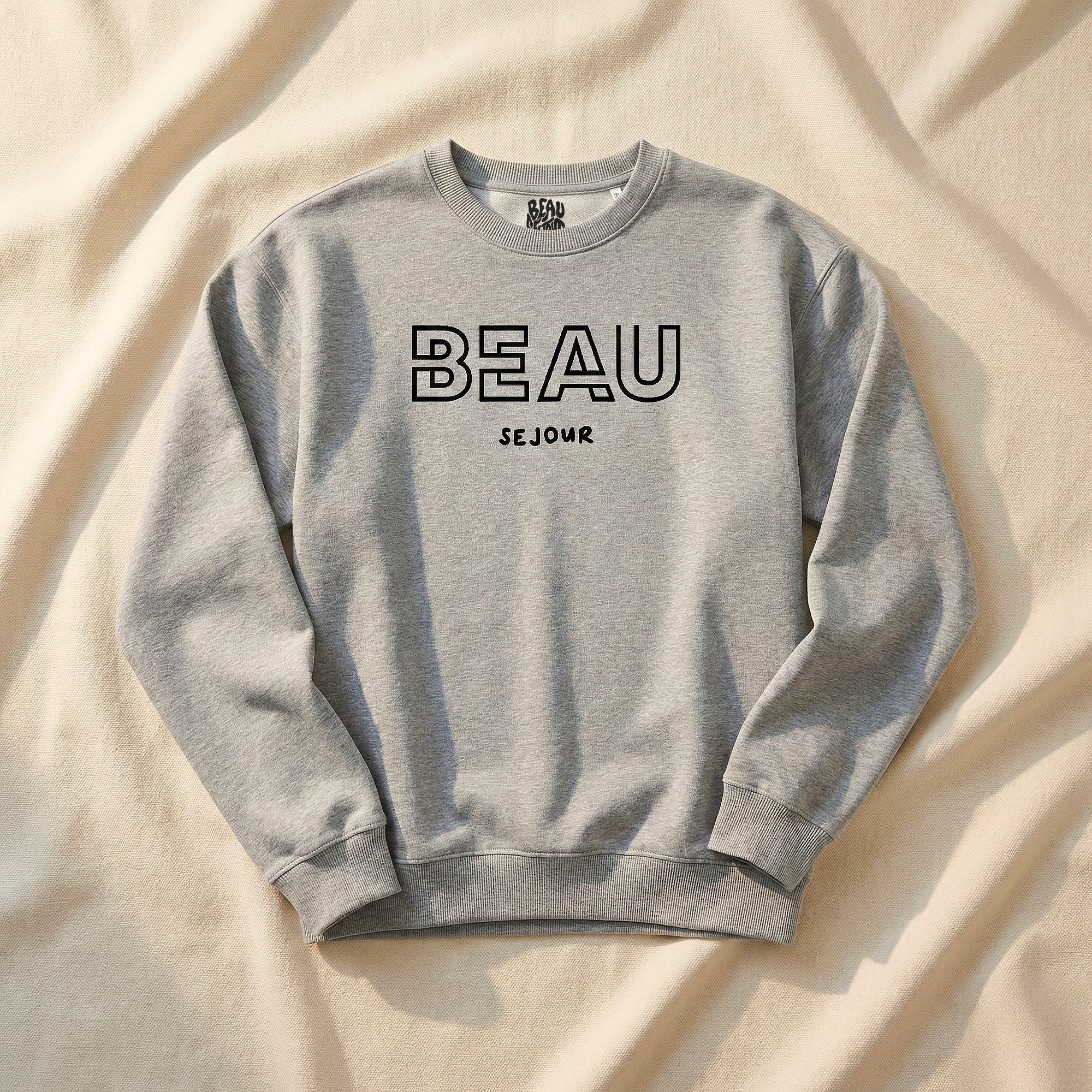 Sweat col rond gris pour homme - Sweat oversized - sweatshirt en molleton brossé. - Beauséjour