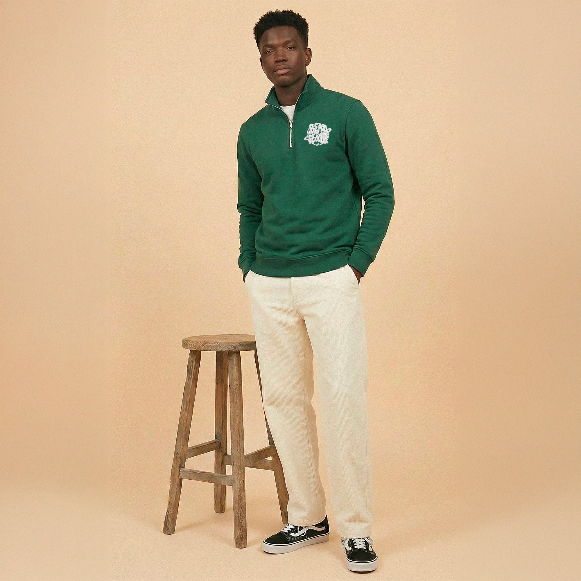 Sweat Trucker vert - Sweat zippé homme - Sweat pour homme - 280 grammes - Beauséjour - Coton biologique