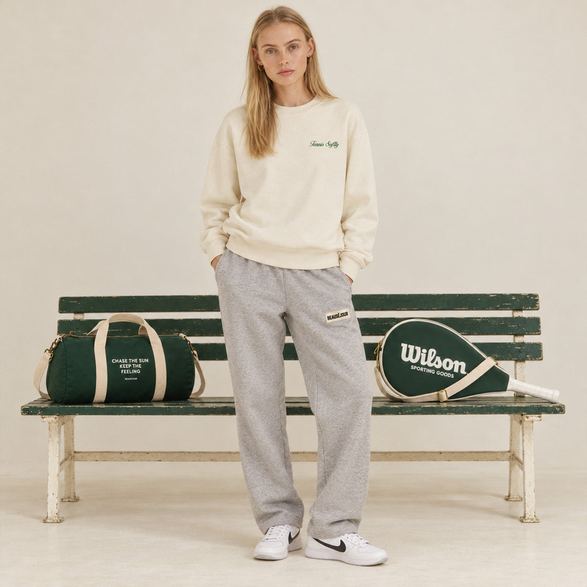 Sweatshirt tennis gazon
