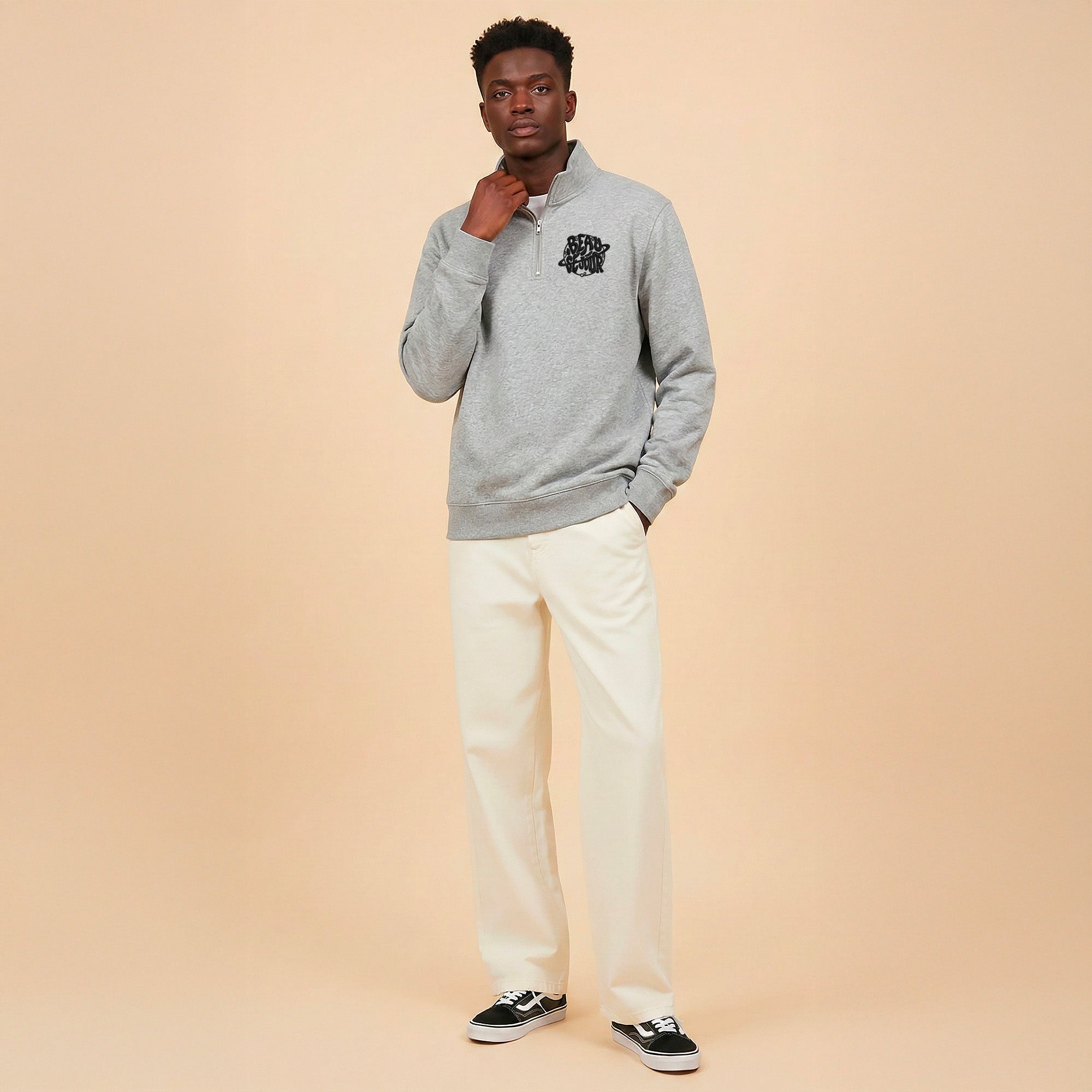 Sweat Trucker Gris - Sweat zippé homme - Sweat pour homme - 280 grammes - Beauséjour - Coton biologique