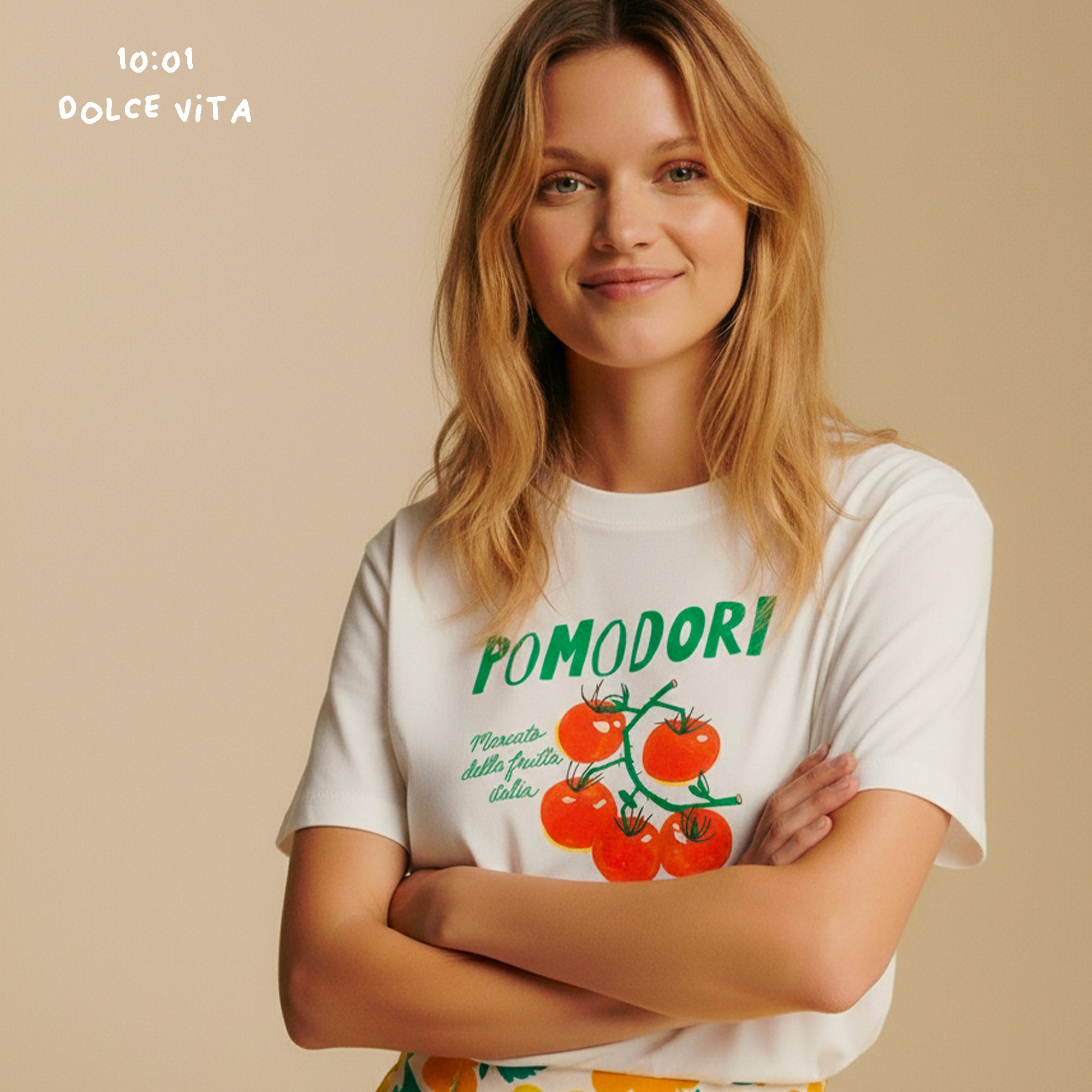 T-Shirt Pomodori - T-Shirt blanc femme - T-Shirt dolce vita - T-Shirt été - T-Shirt léger