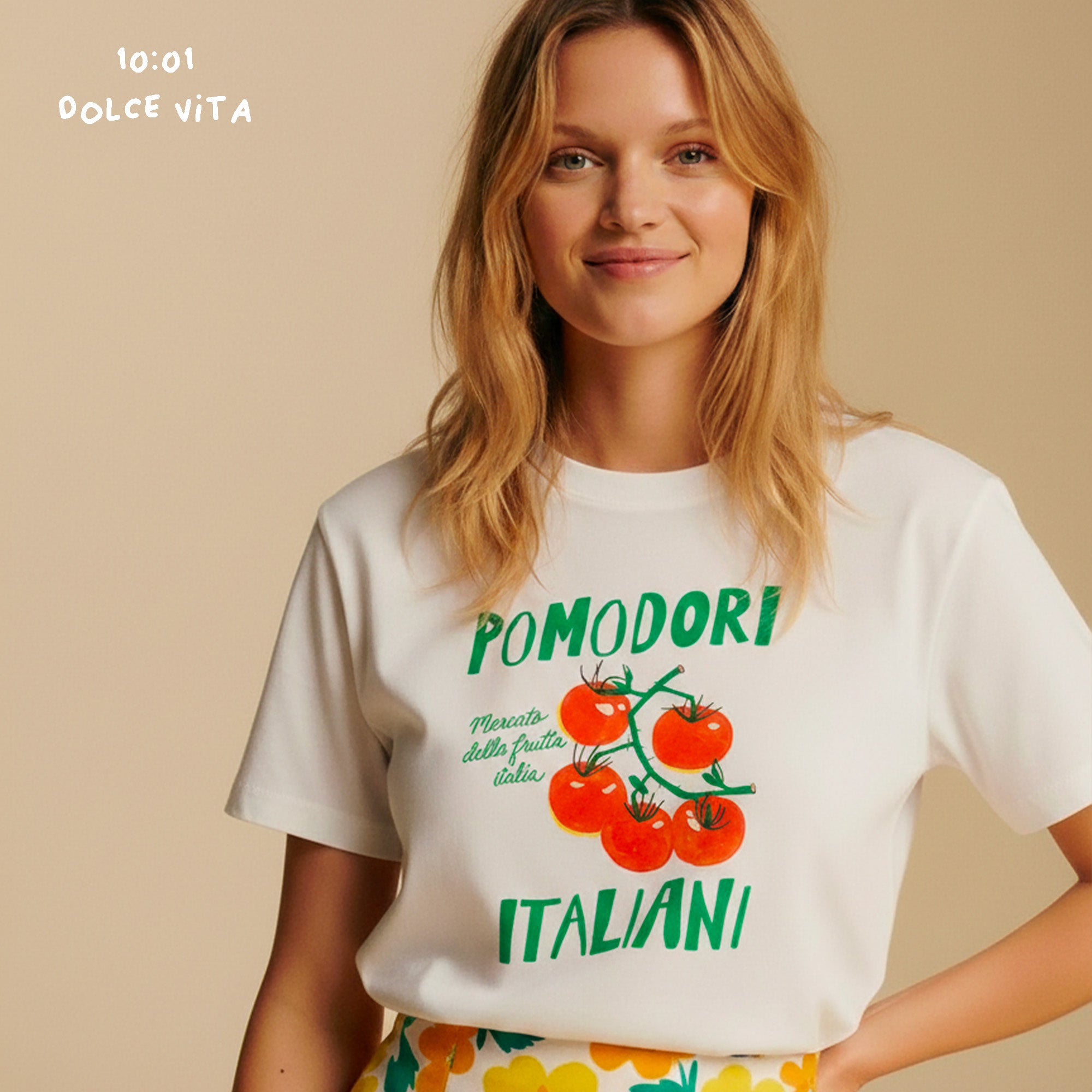 T-Shirt Pomodori - T-Shirt blanc femme - T-Shirt dolce vita - T-Shirt été - T-Shirt léger