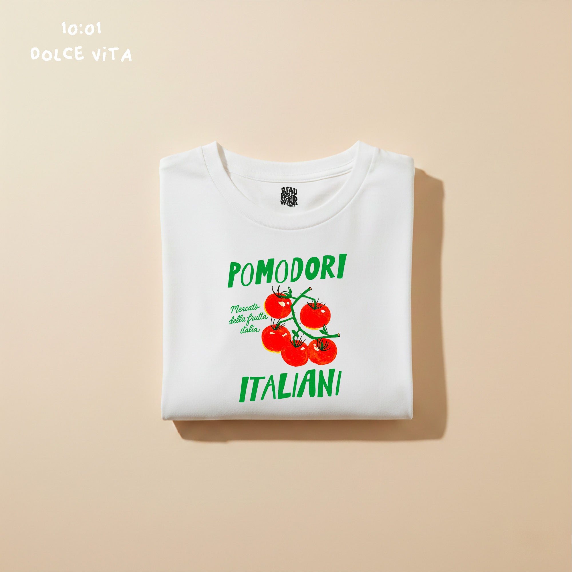 T-Shirt Pomodori - T-Shirt blanc femme - T-Shirt dolce vita - T-Shirt été - T-Shirt léger