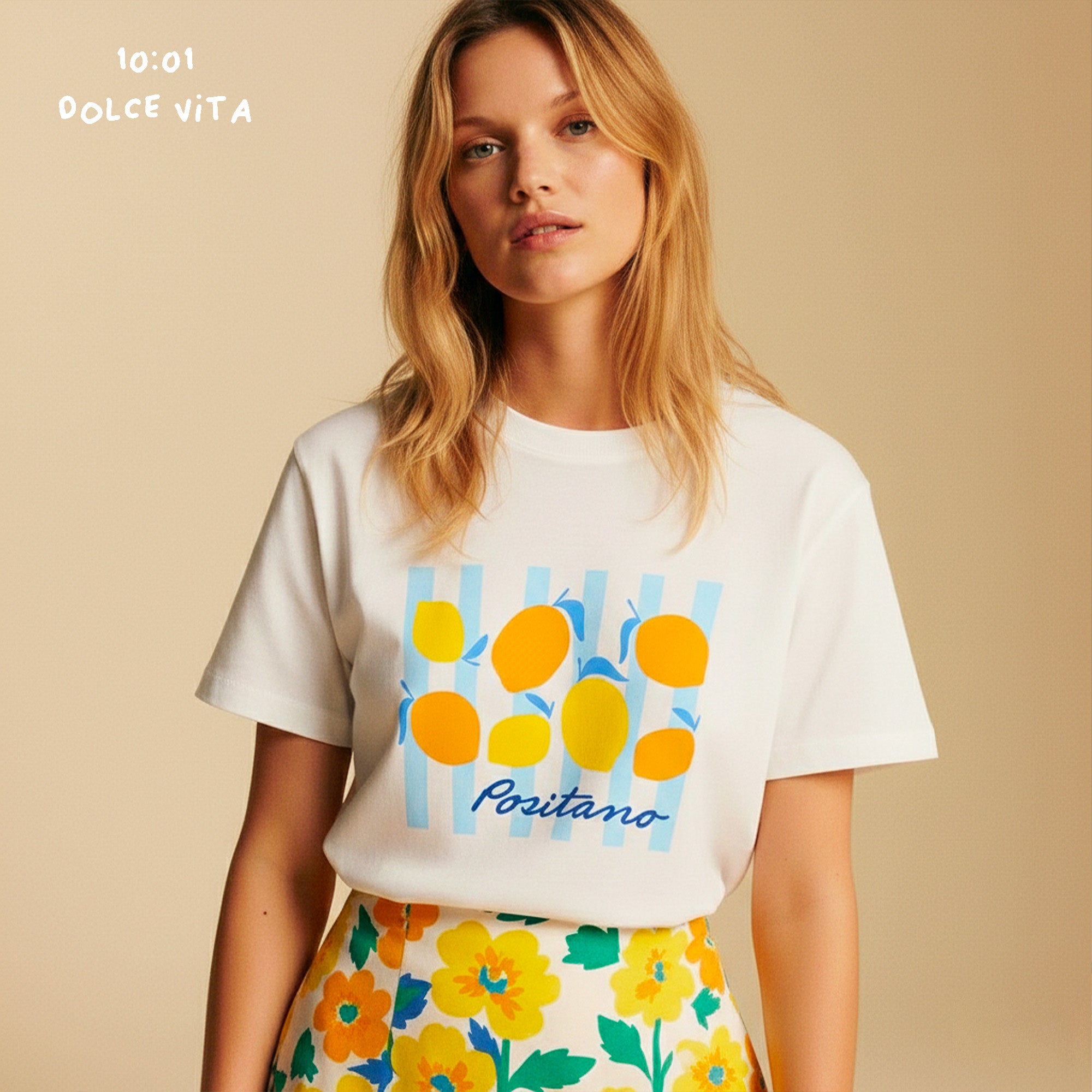T-Shirt Positano - T-Shirt Dolce Vita - T-Shirt blanc femme - T-Shirt pour l'été - Best seller Beauséjour