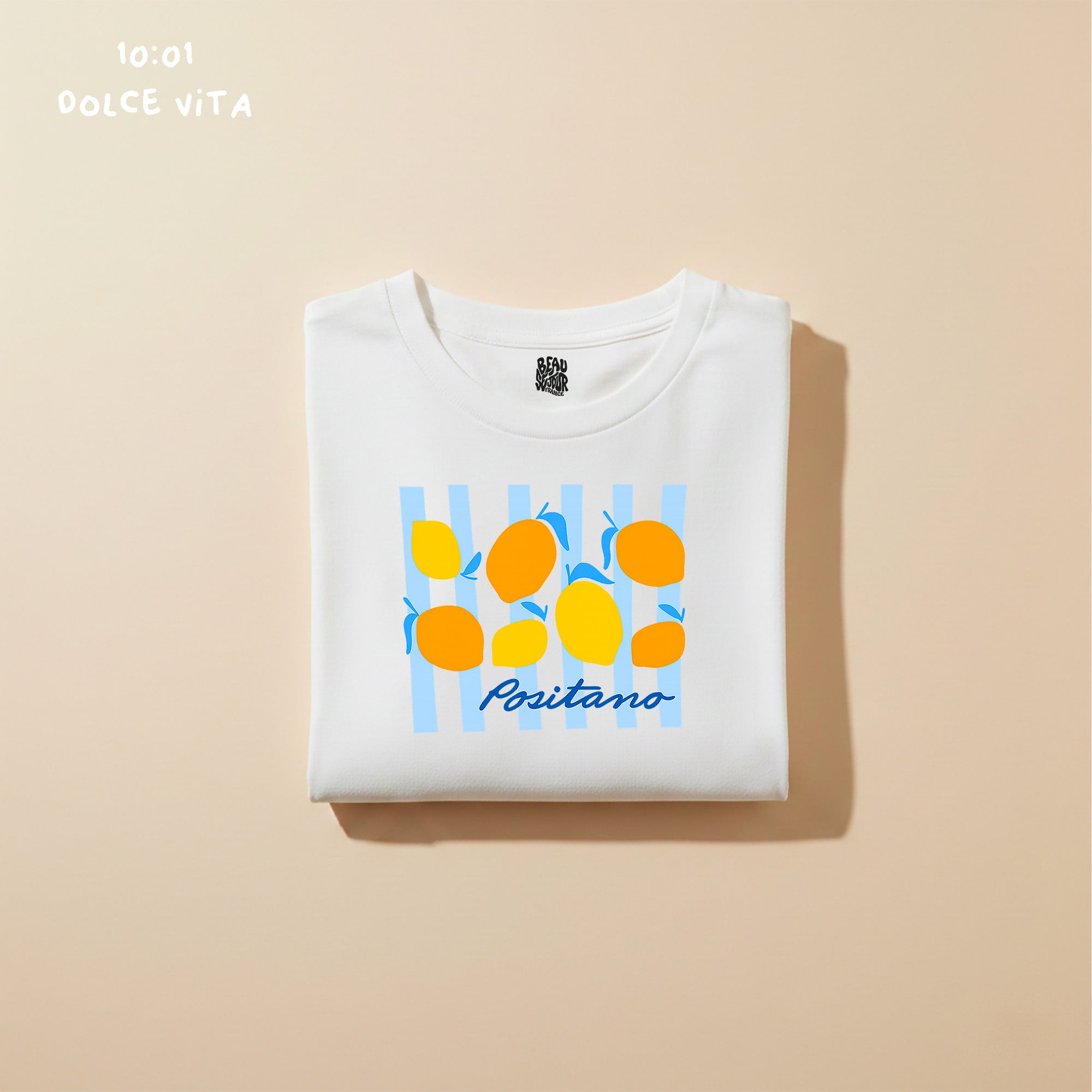 T-Shirt Positano - T-Shirt Dolce Vita - T-Shirt blanc femme - T-Shirt pour l'été - Best seller Beauséjour