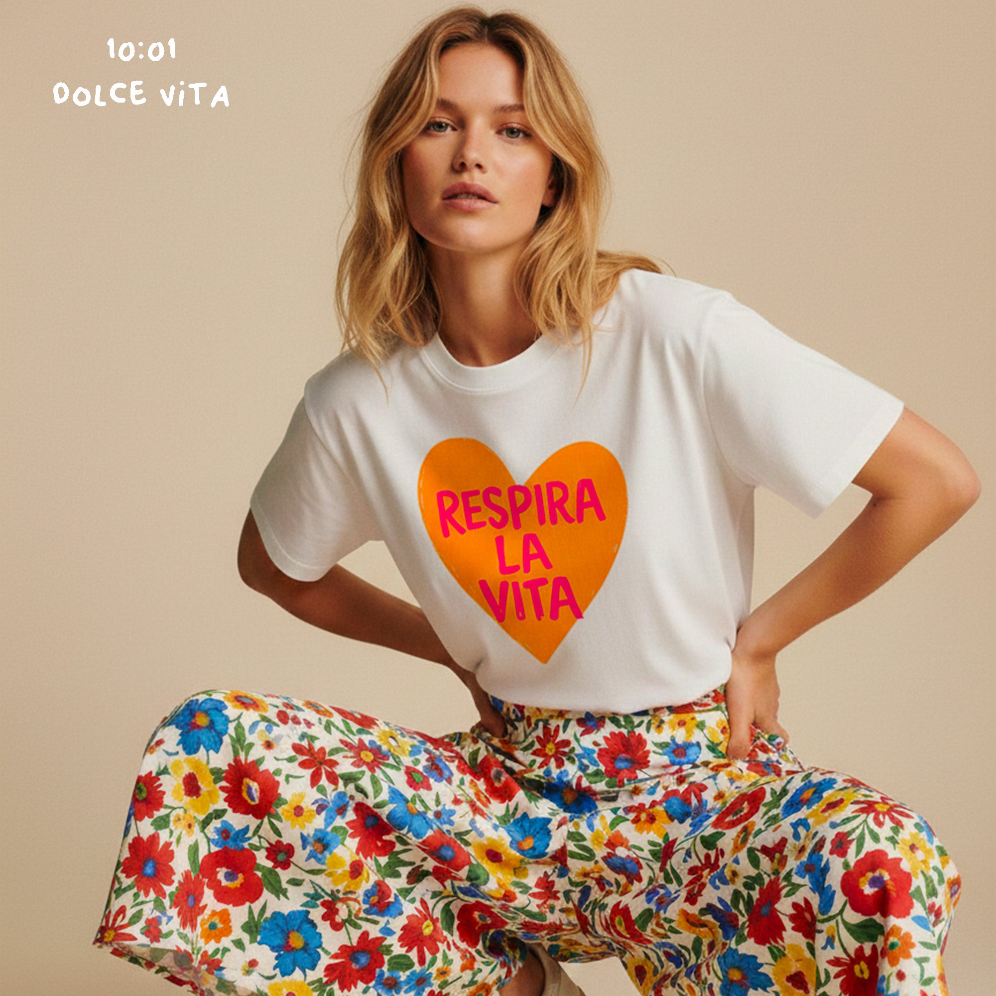 T-Shirt crop respira la vita - T-Shirt dolce vita - T-Shirt femme été - T-Shirt léger femme