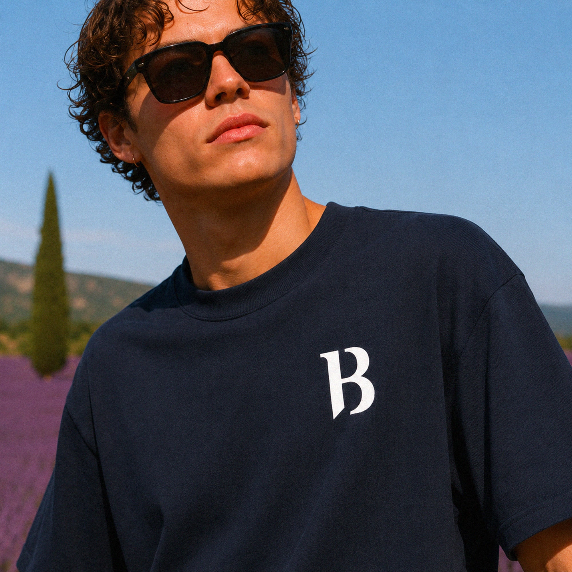 T-shirt Boxy Bleu marine Signature B Beauséjour