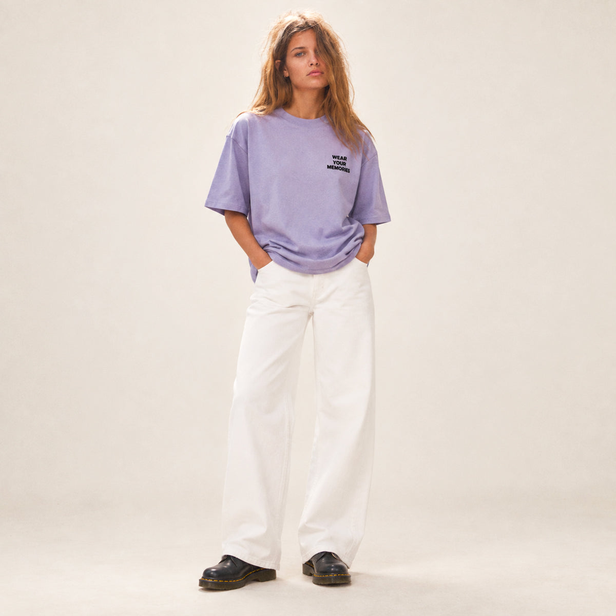 T-shirt boxy Beauséjour Amsterdam lavande, vue produit.