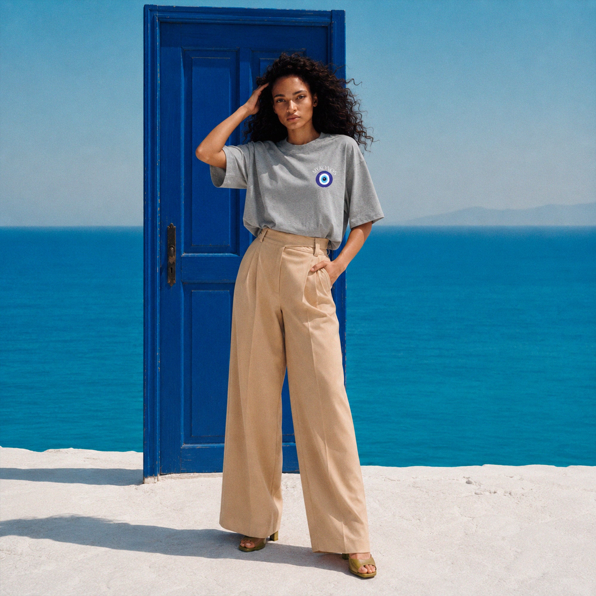 T-Shirt boxy gris Mykonos