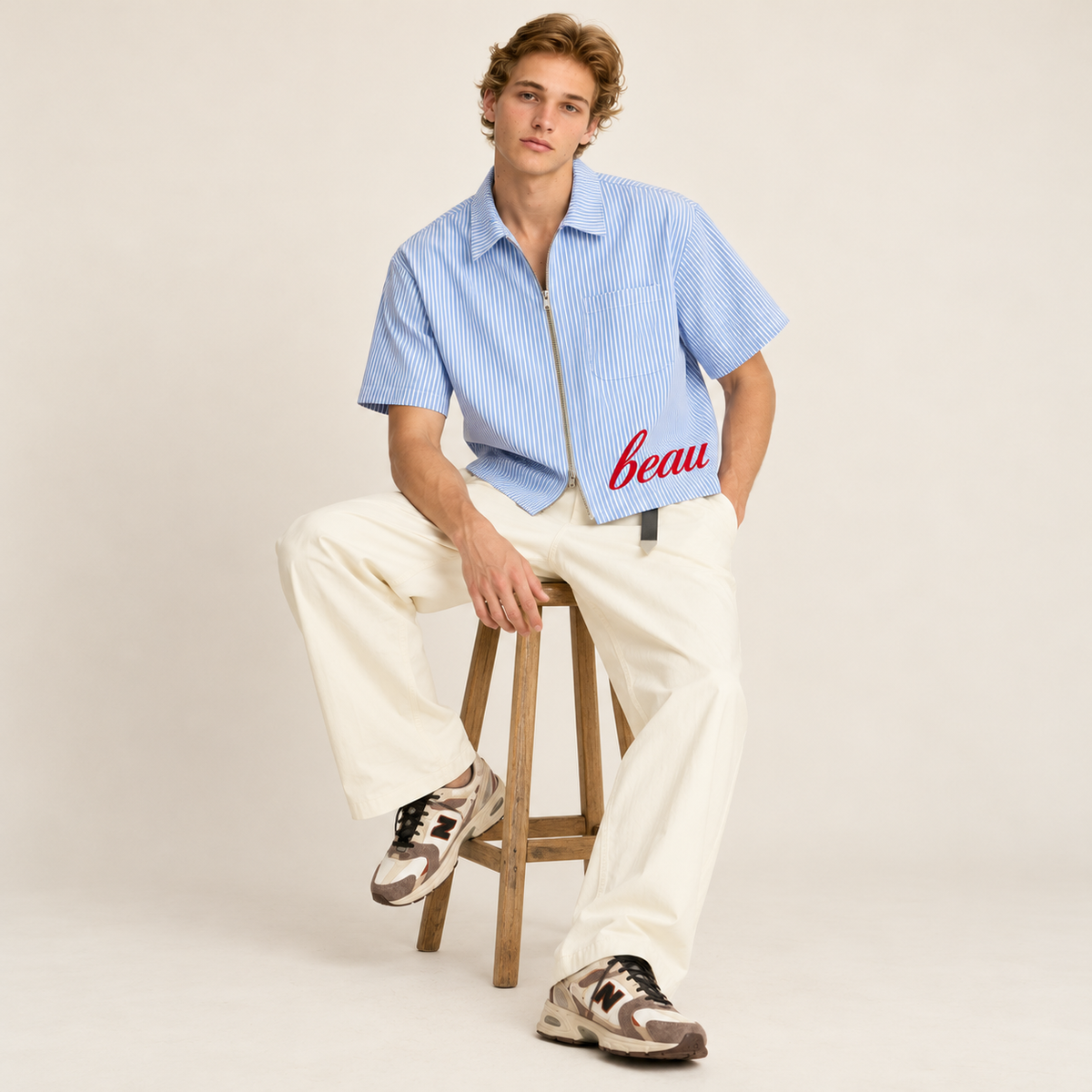 Chemise Boxy Zippée Rayée