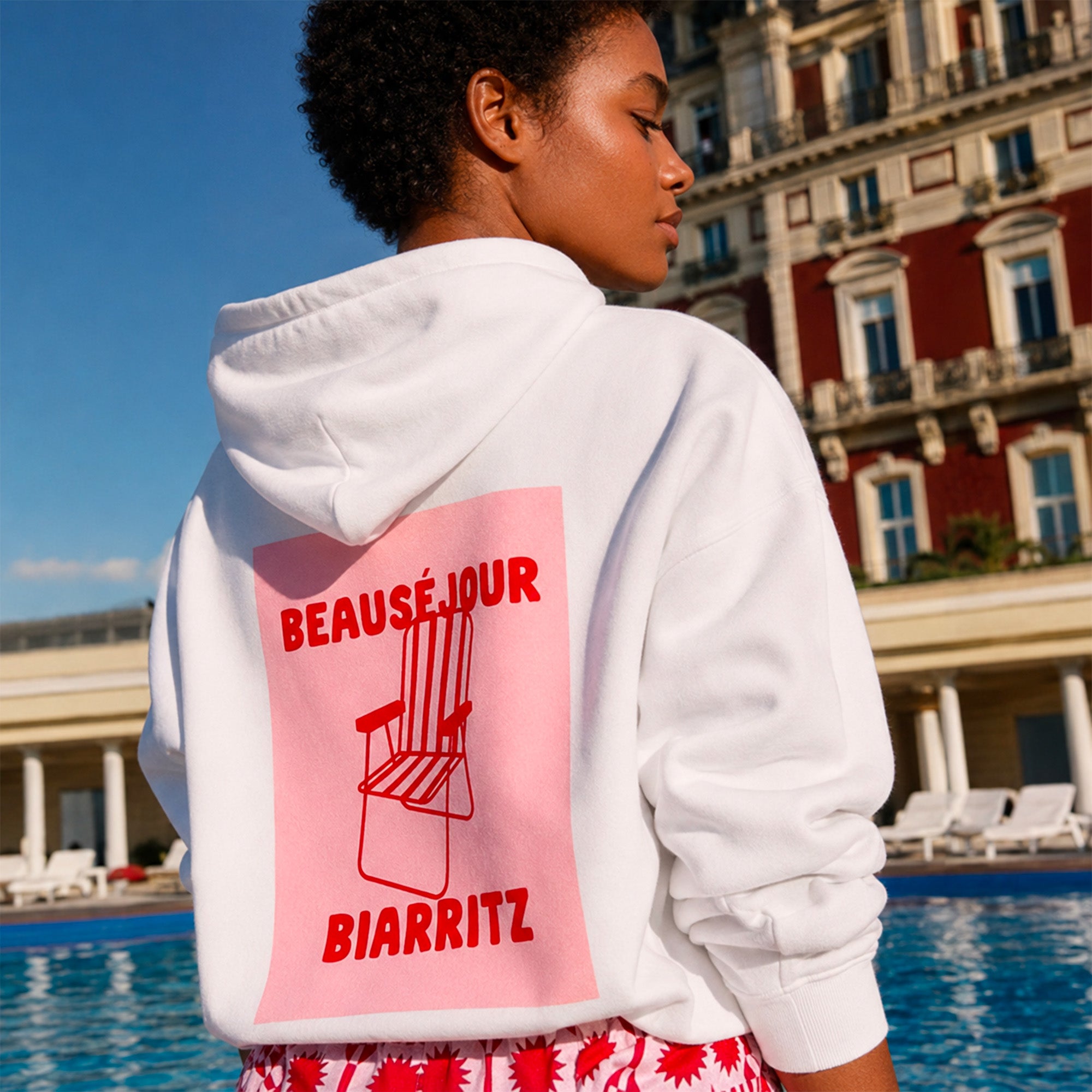 hoodie blanc coton biologique inspiration biarritz