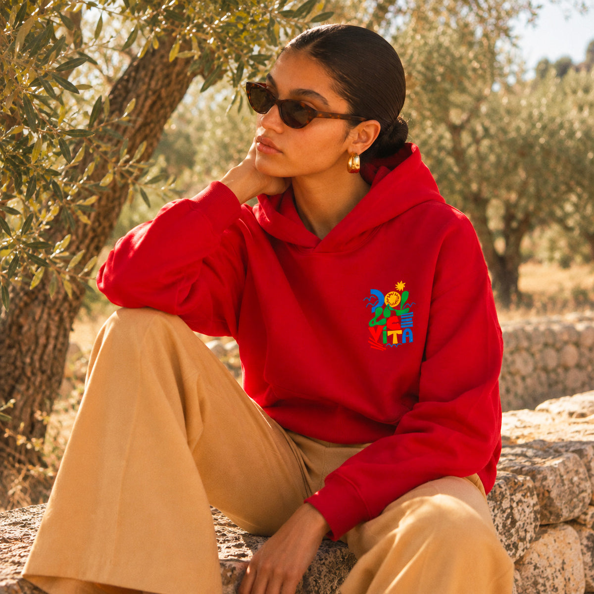 Hoodie rouge Dolce vita colorée