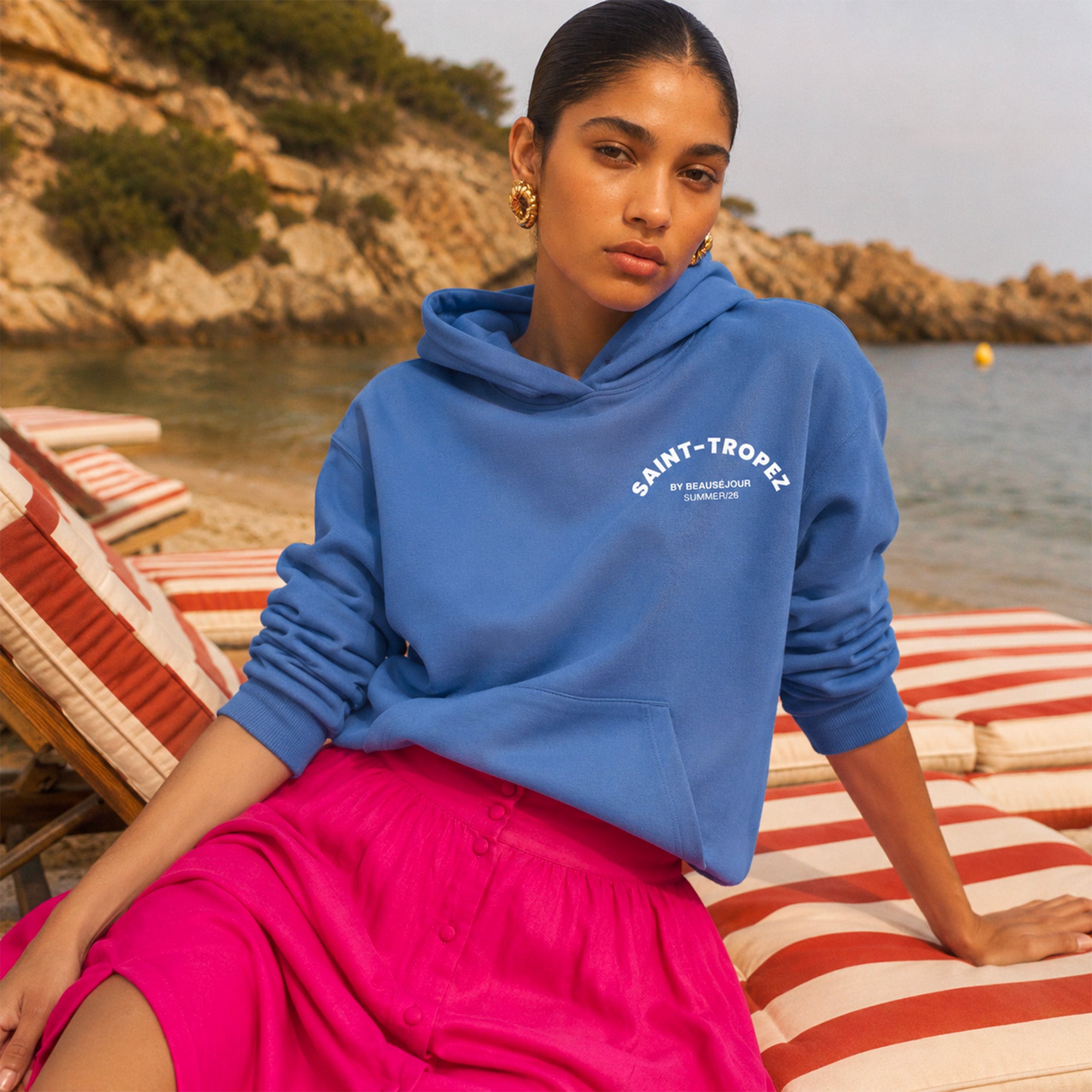 Hoodie bleu Saint-Tropez Femme