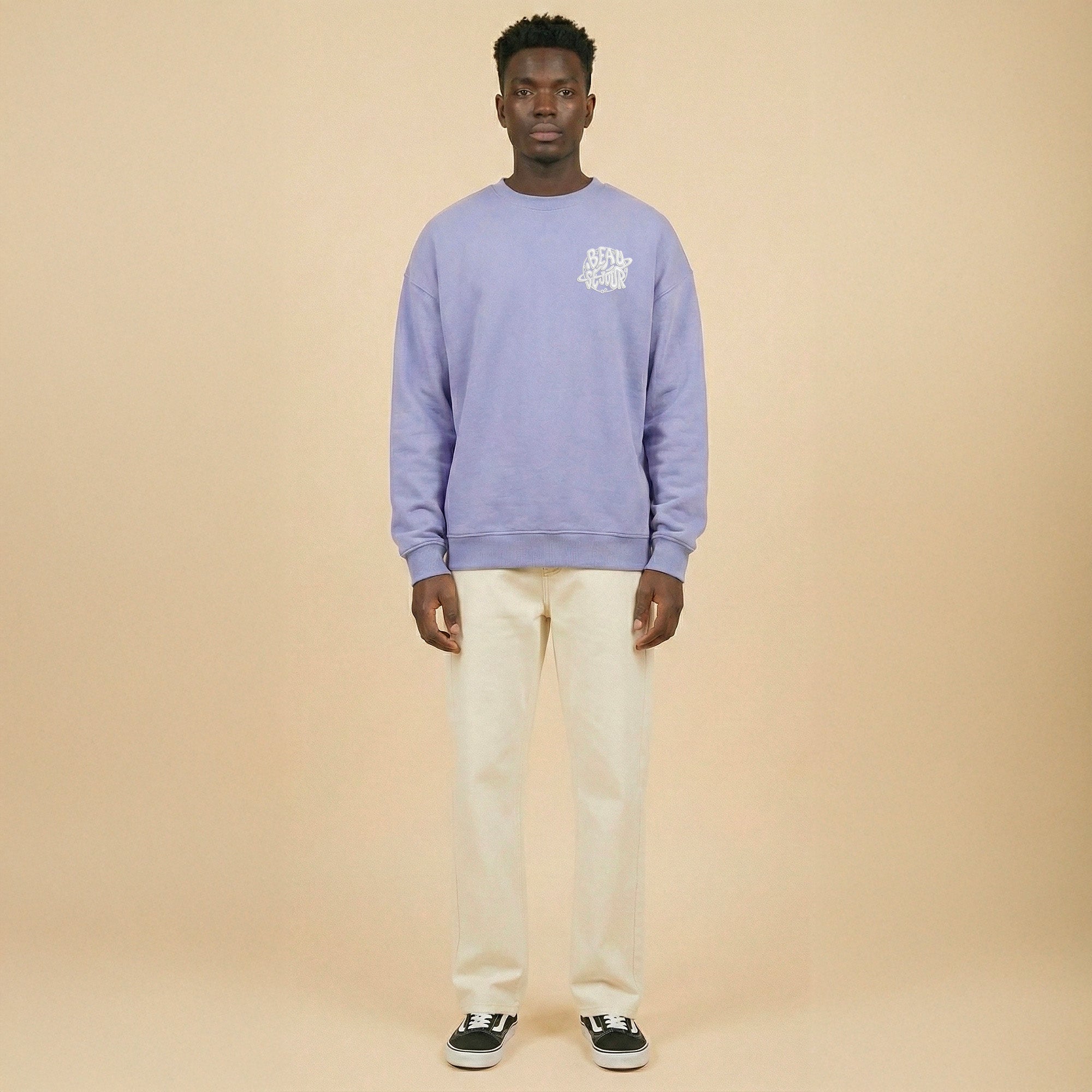 Sweat col rond violet - Sweat homme oversized - 350 grammes - Beauséjour