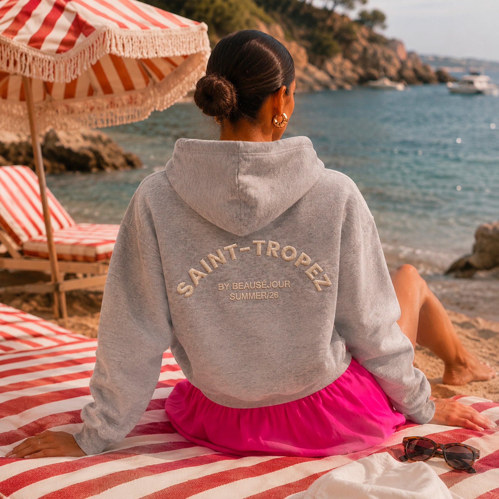 Hoodie gris Saint-Tropez Femme