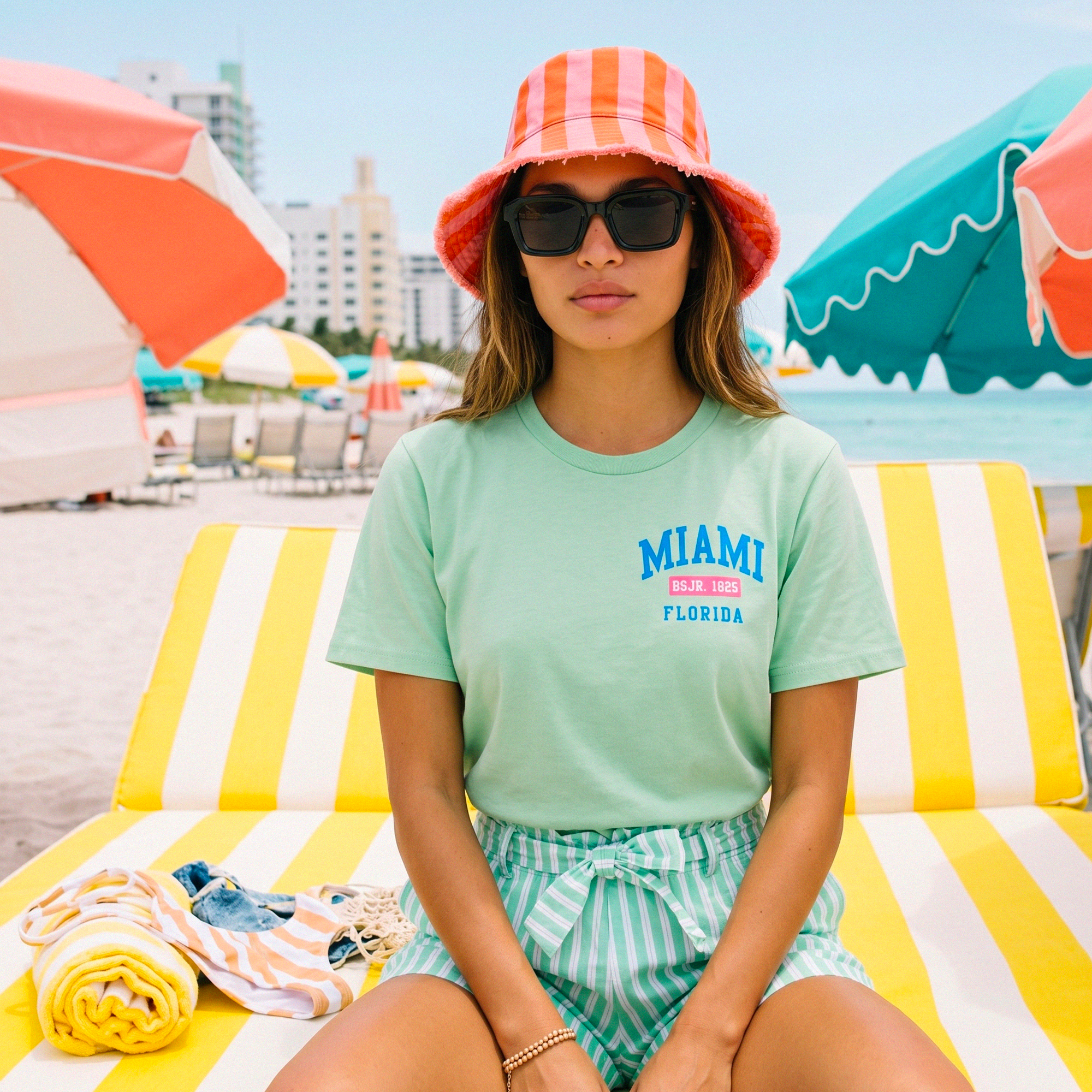 tshirt miami beausejour illustration fleurs colorees dos