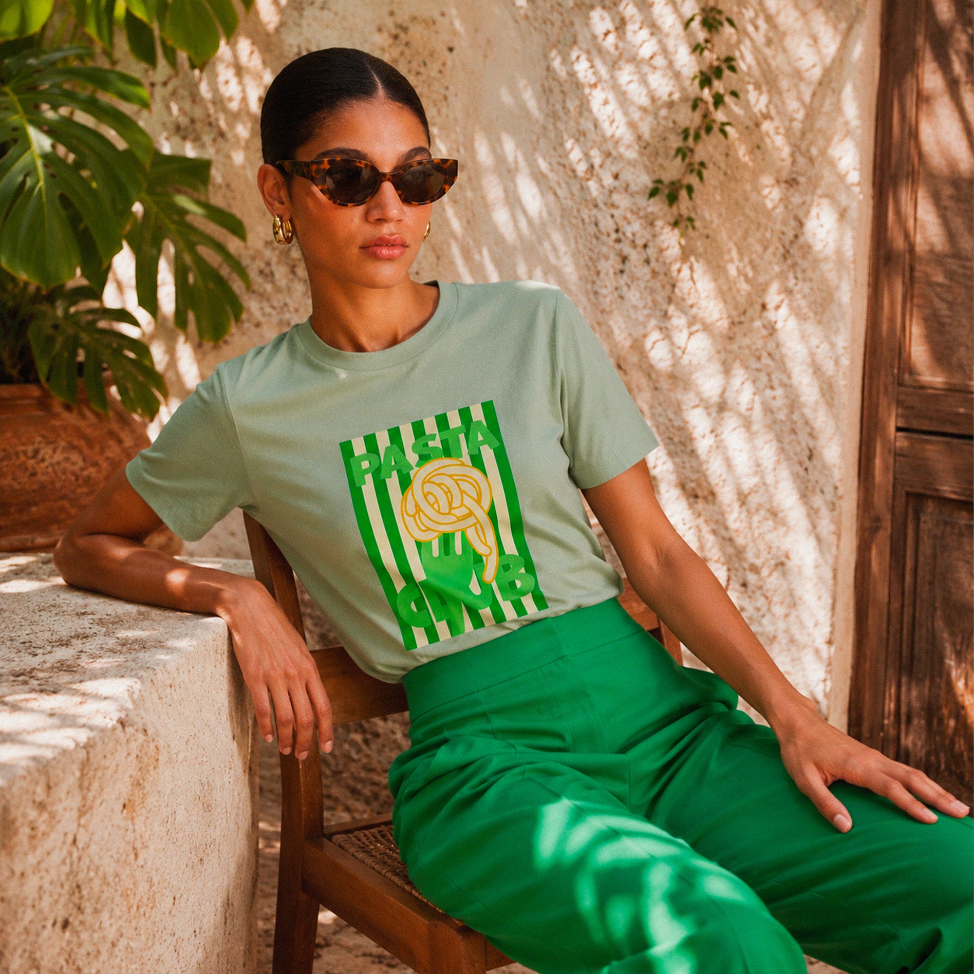 Tshirt vert aloe Pasta Club inspiration italienne