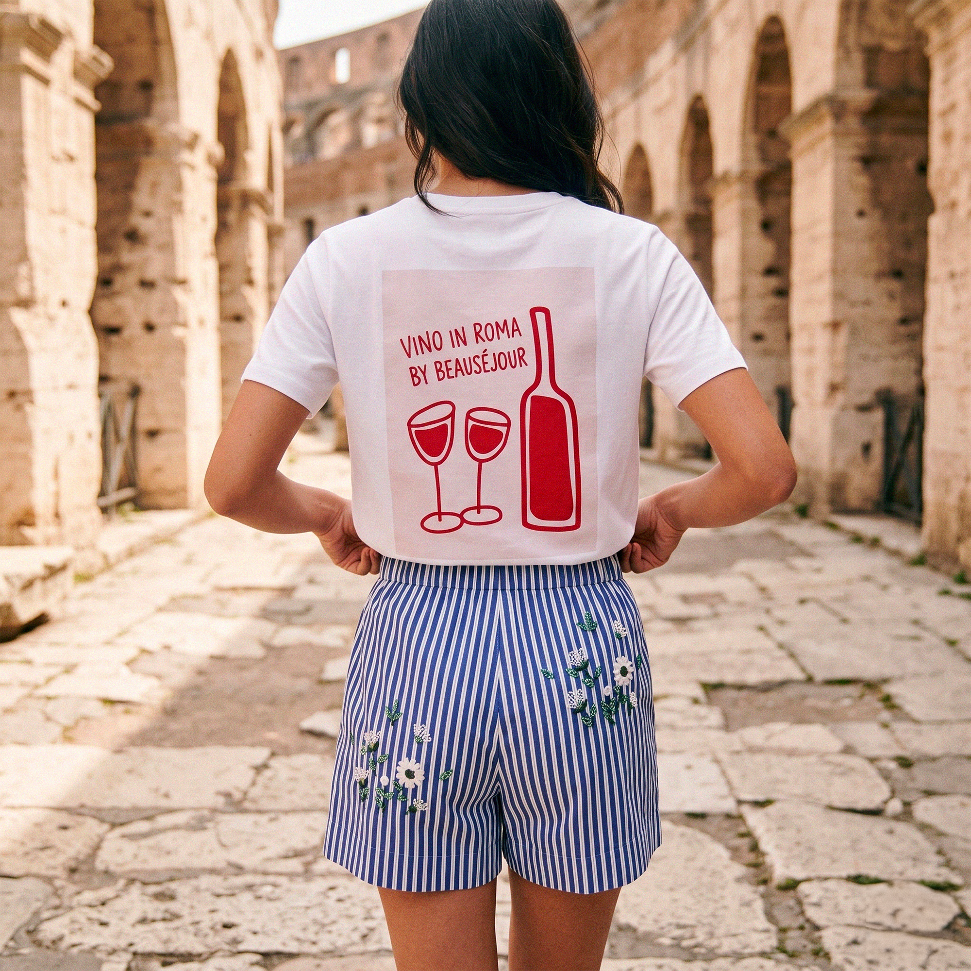 illustration vino in roma beausejour verres et bouteille design minimaliste