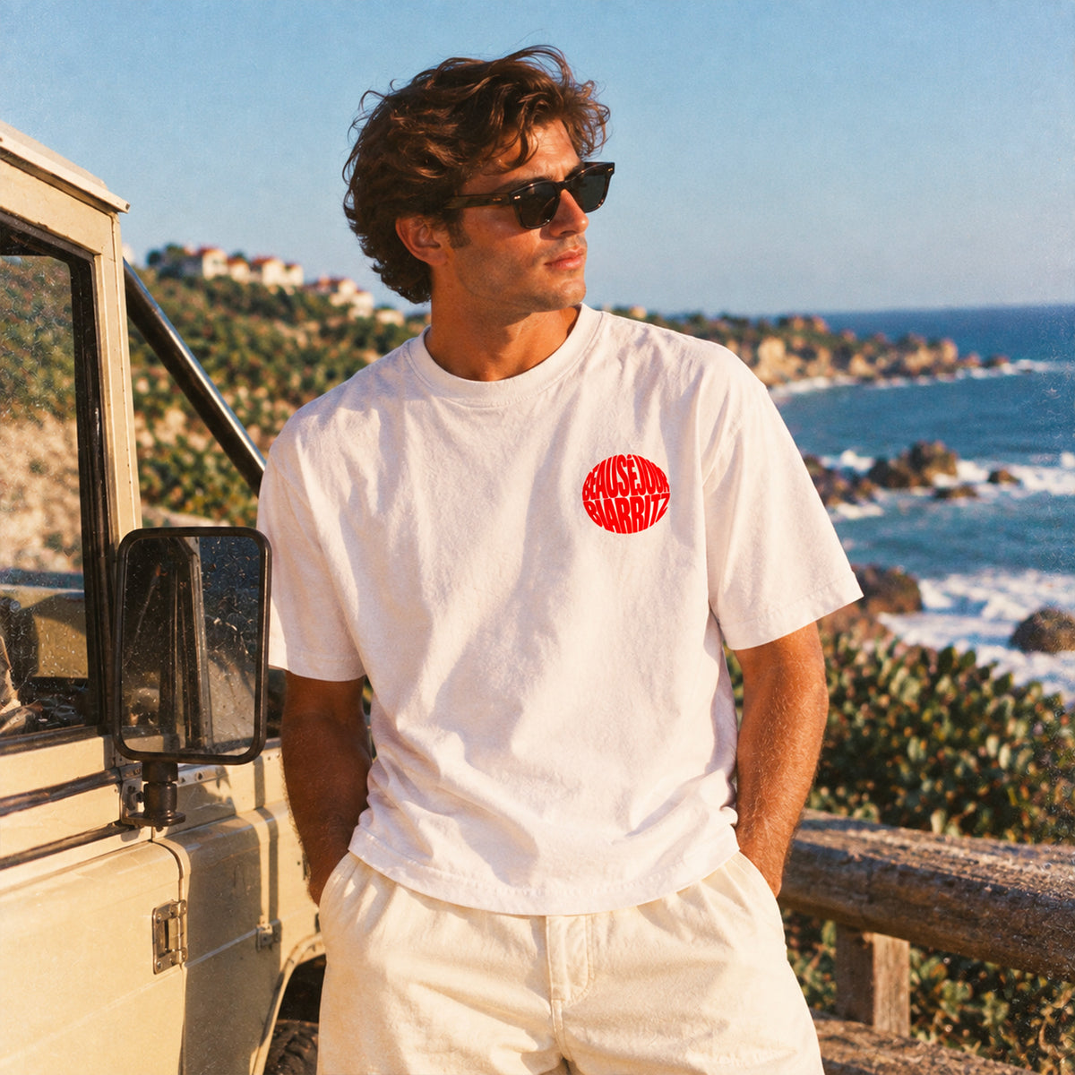 tshirt blanc coton biologique bonsoir biarritz imprimé coeur