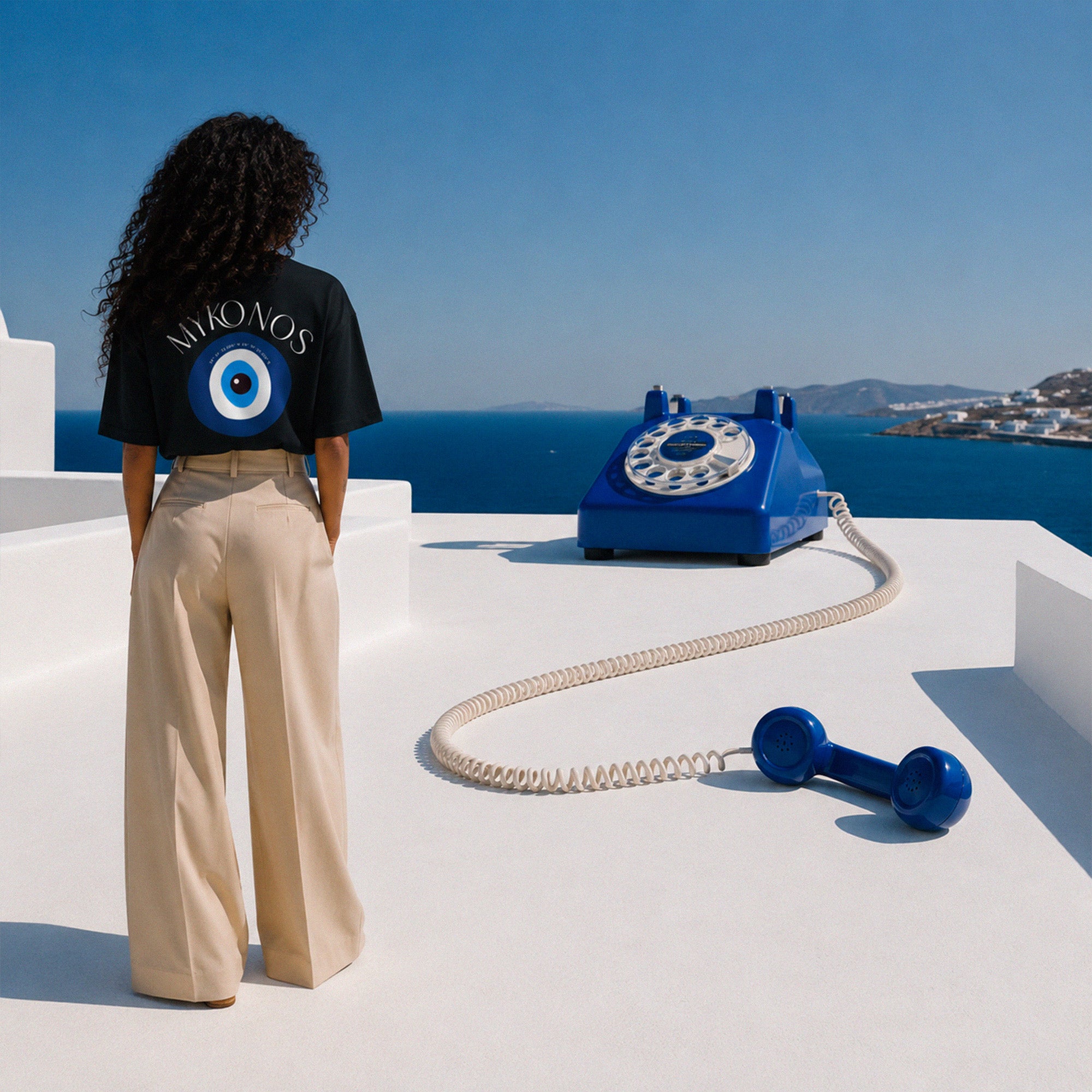 T-Shirt boxy noir Mykonos