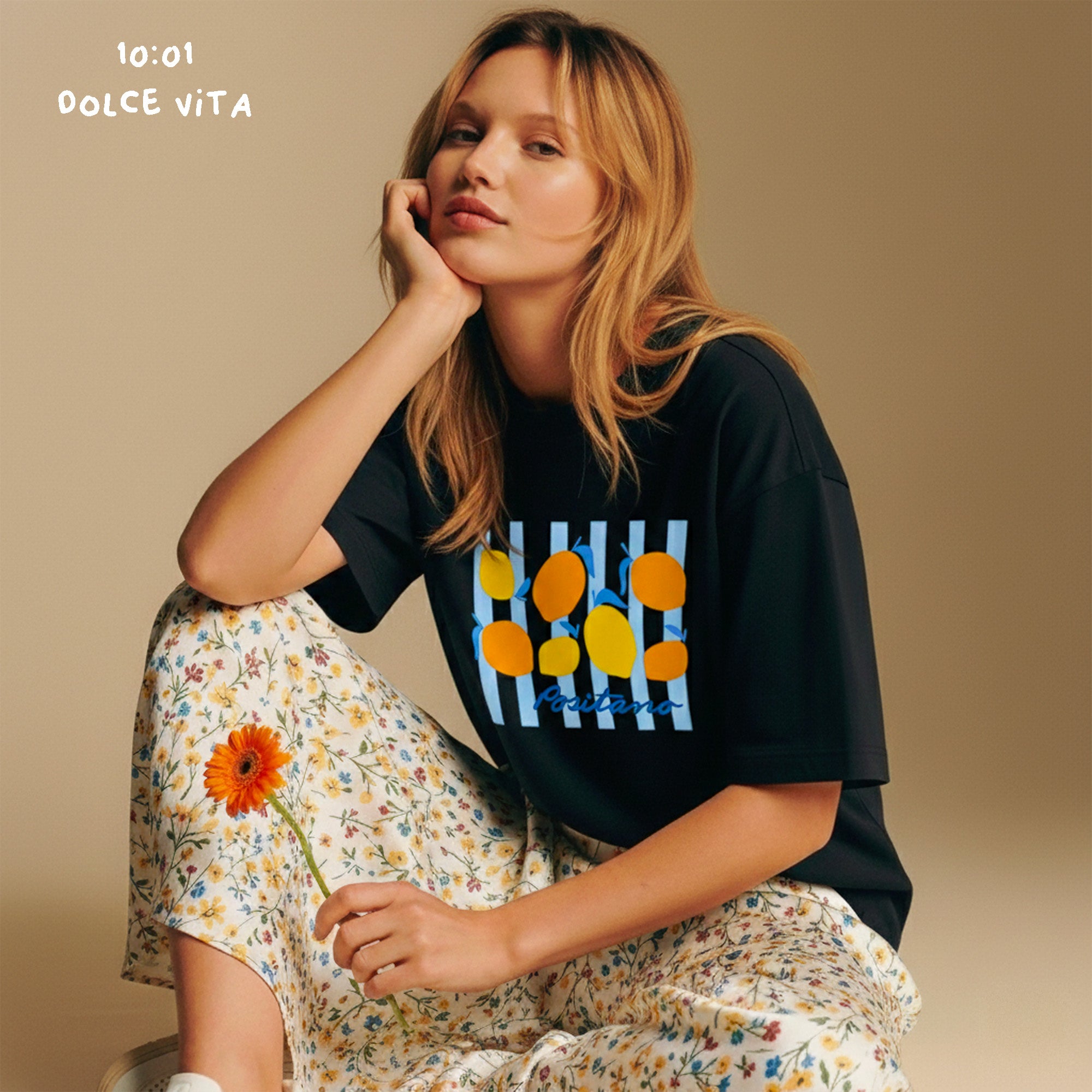 T-Shirt noir positano - T-Shirt été femme - TShirt Dolce vita - T-Shirt imprimé - Positano - TShirt léger