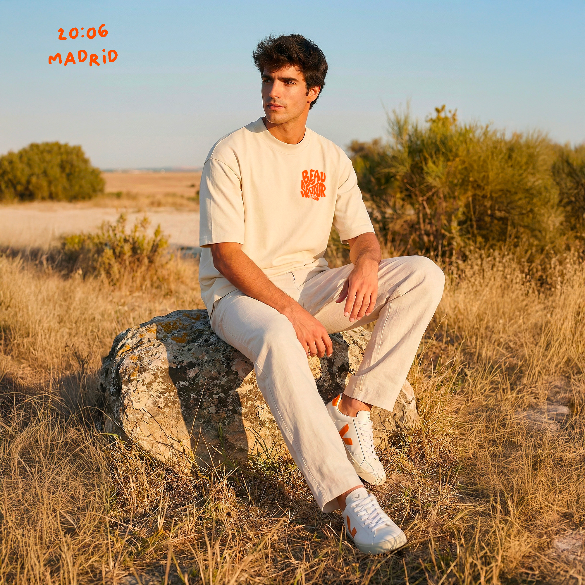 T-Shirt creme Madrid - Beauséjour France - Coupe large - T-Shirt creme unisexe 