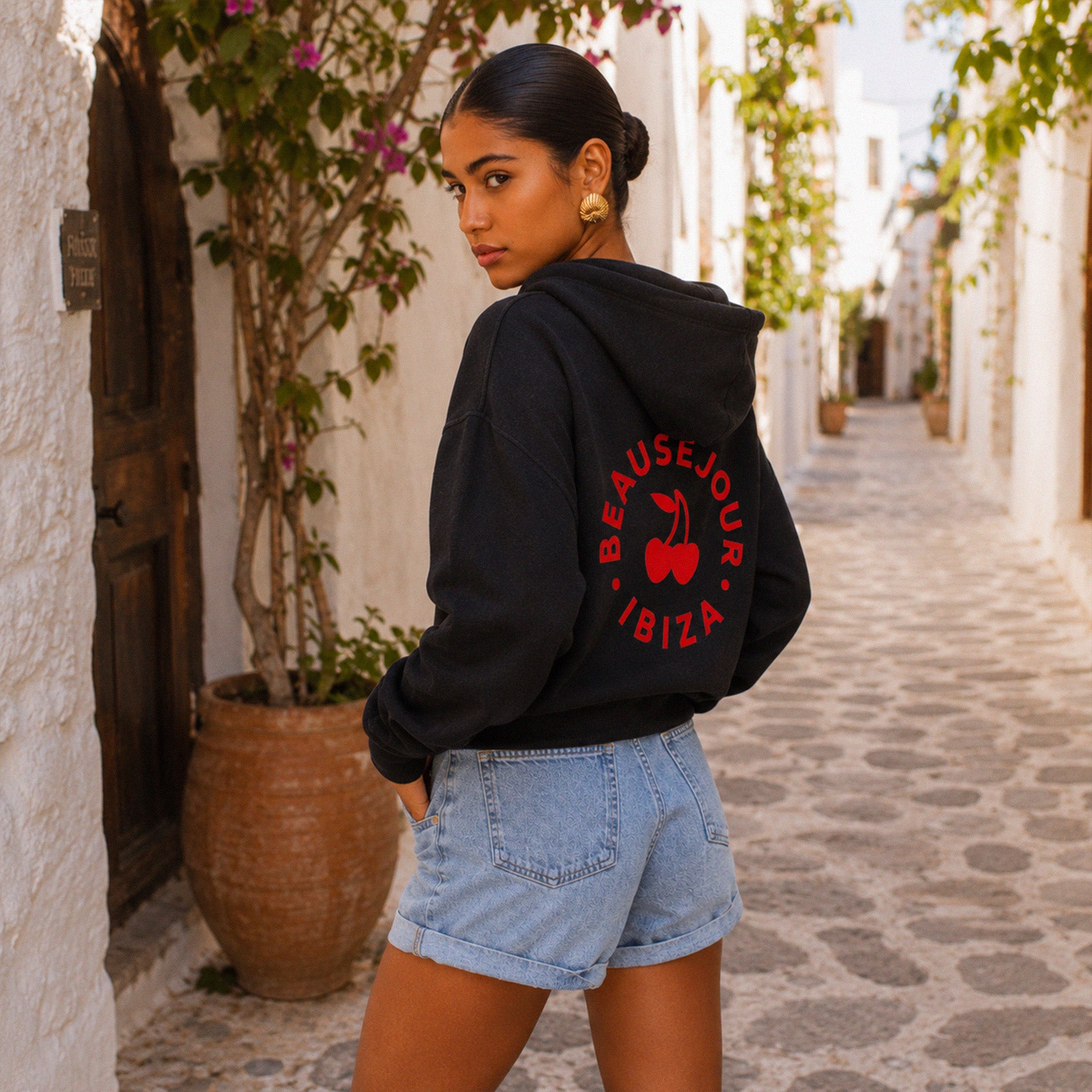 Black Ibiza Circle Hoodie 
