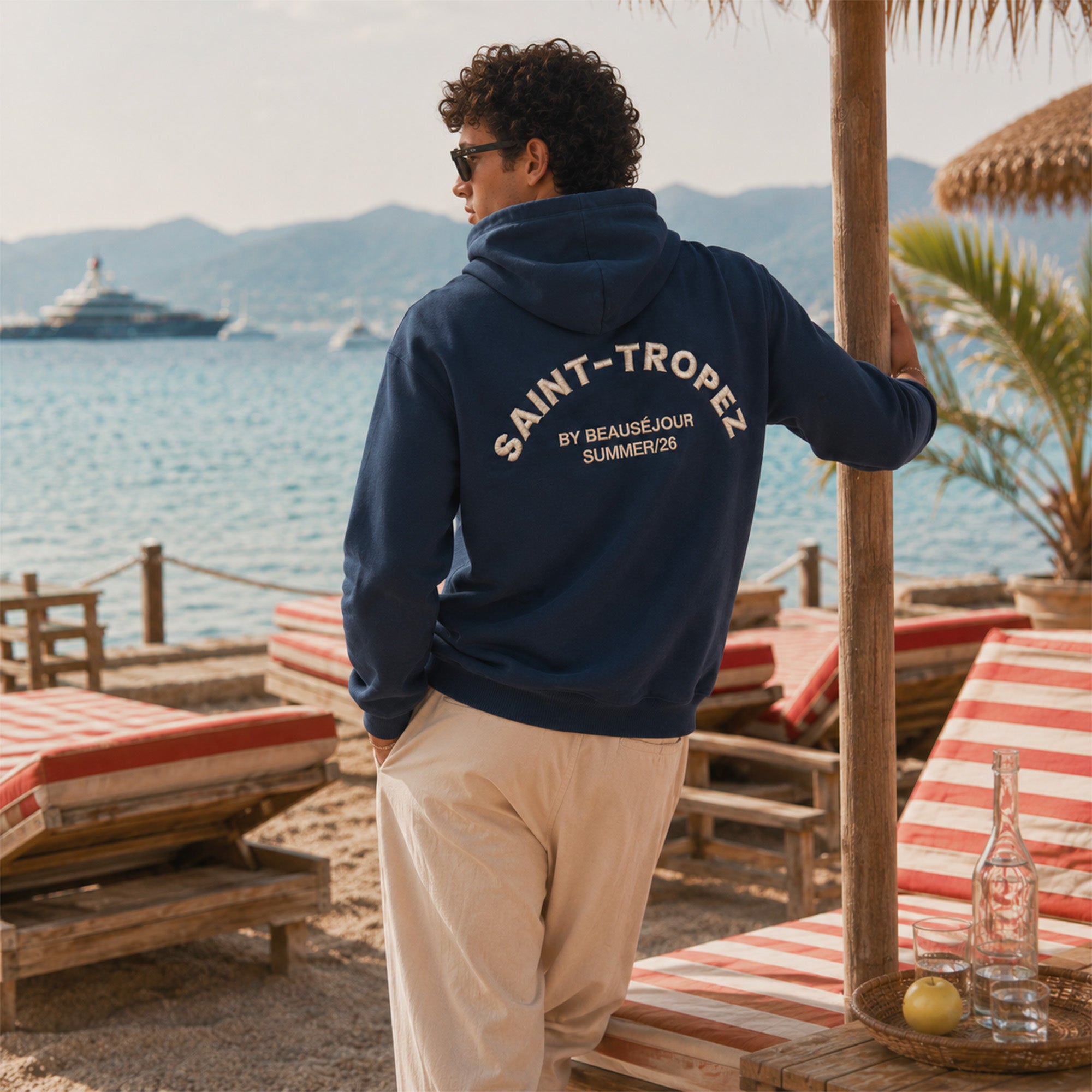 Hoodie bleu marine Saint-Tropez Homme
