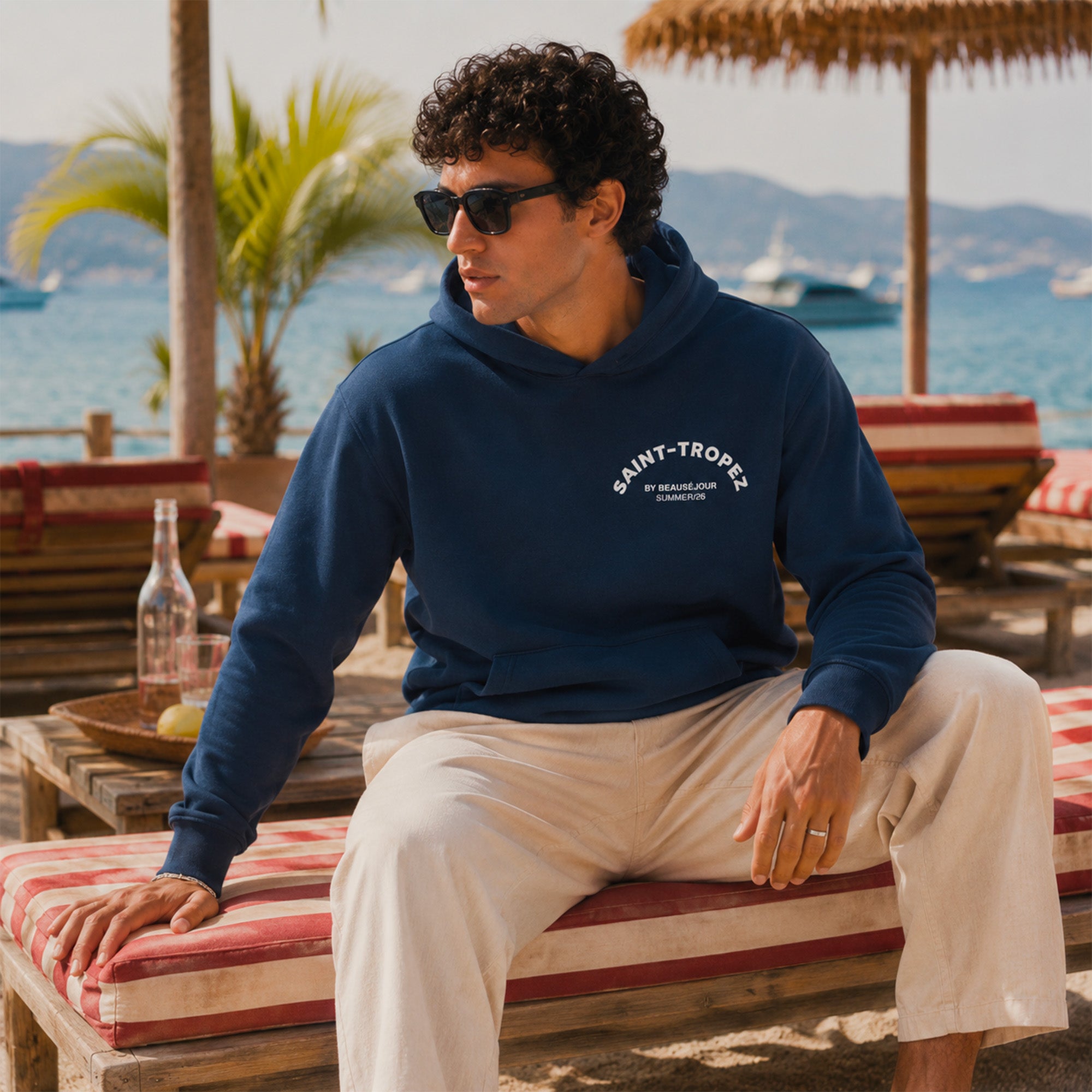 Hoodie bleu marine Saint-Tropez Homme