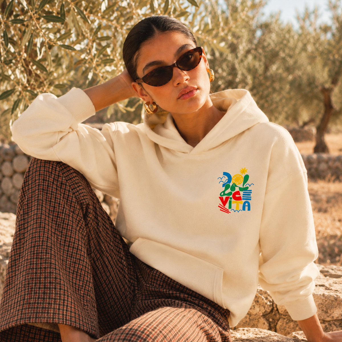 Hoodie Creme Dolce vita colorée