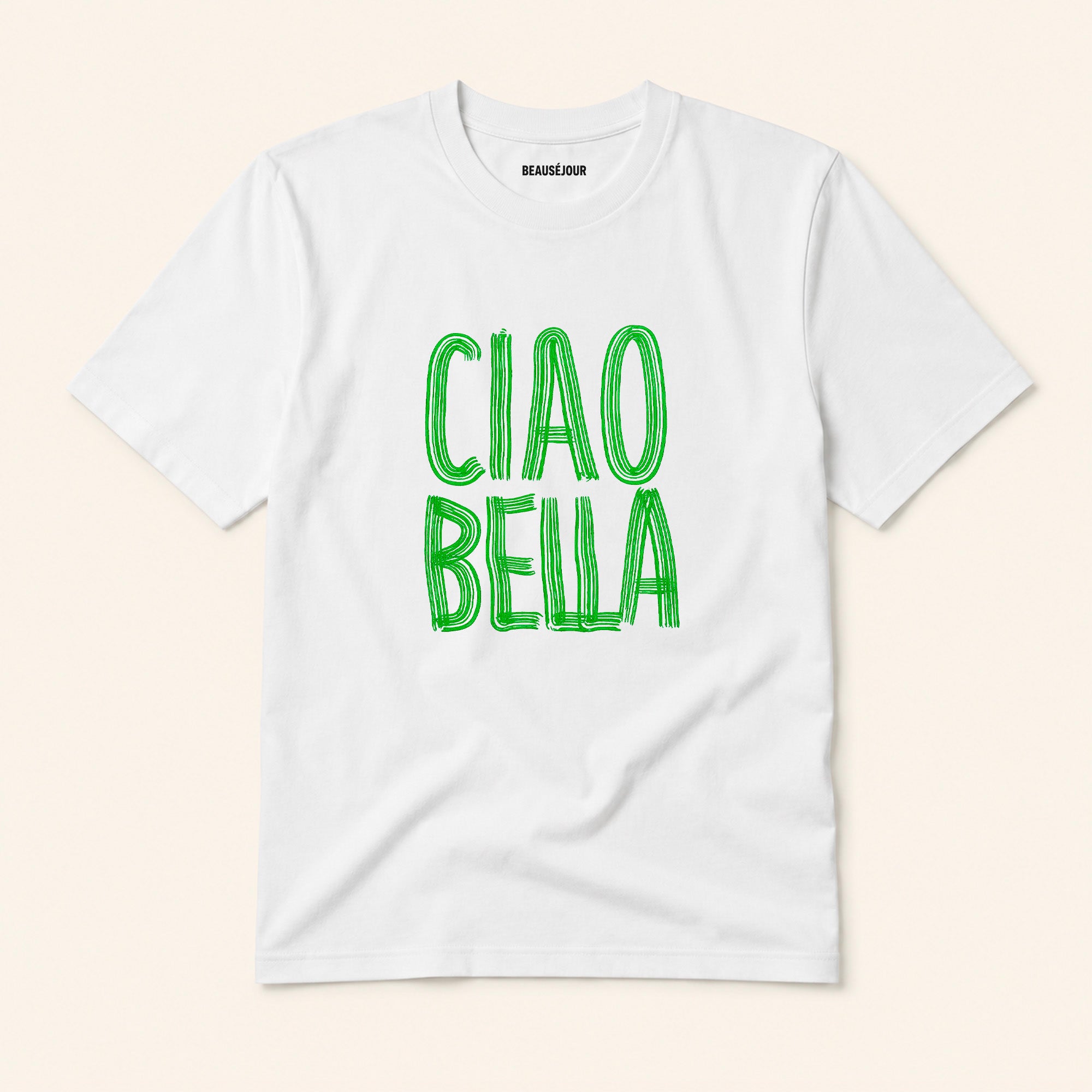 T-Shirt blanc Ciao Bella vert