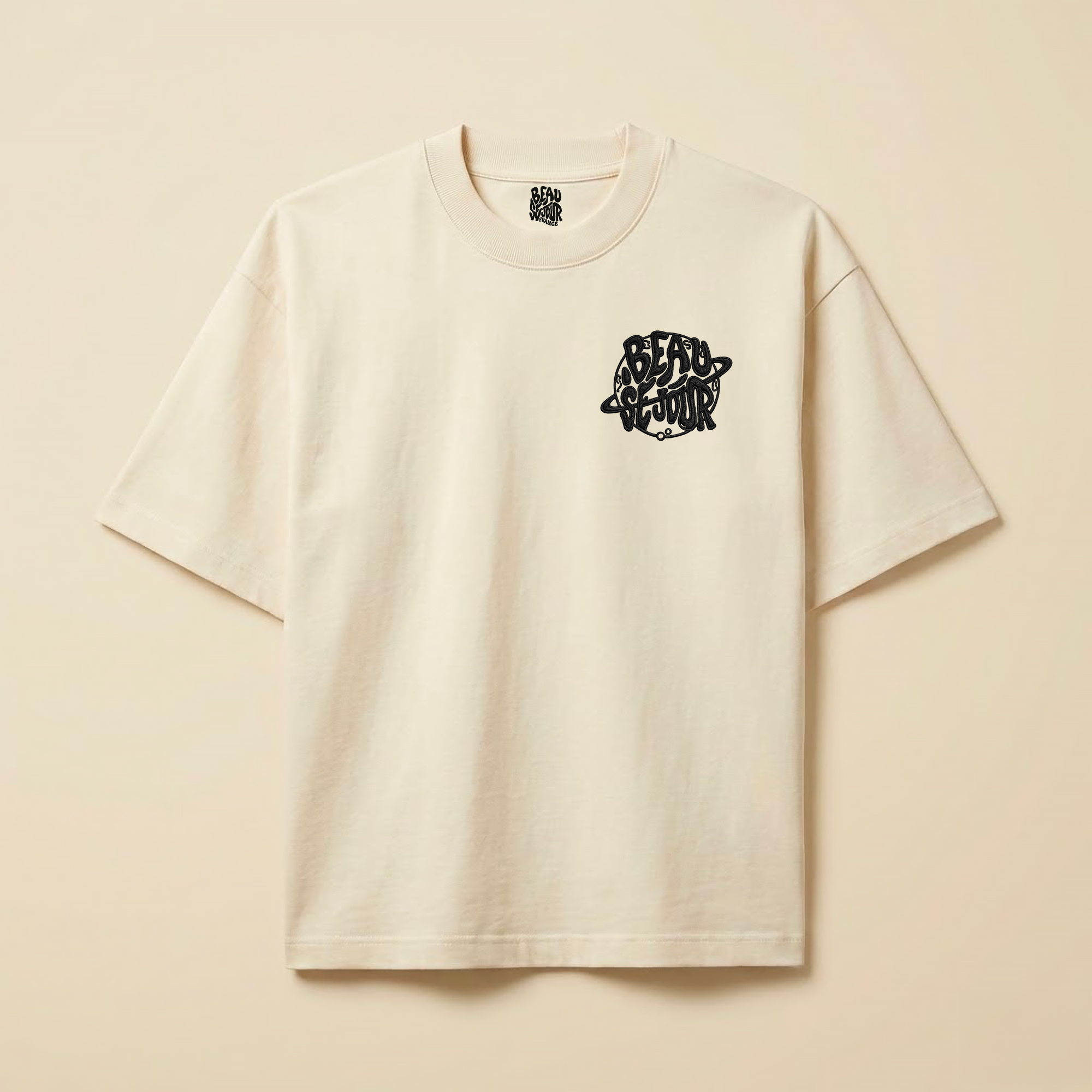 T-Shirt boxy creme - T-Shirt large homme - Beauséjour - Coupe large