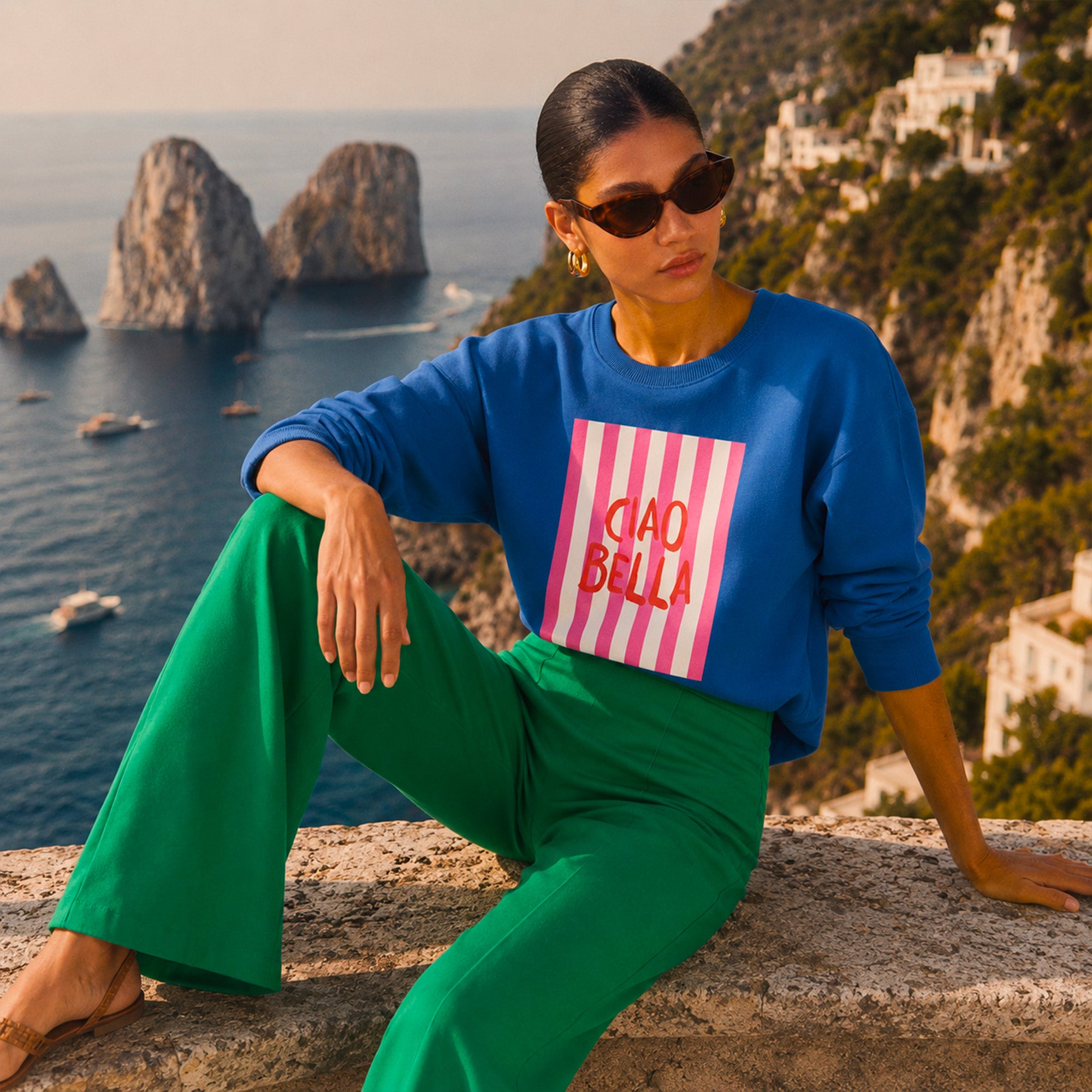 Sweat bleu Ciao Bella
