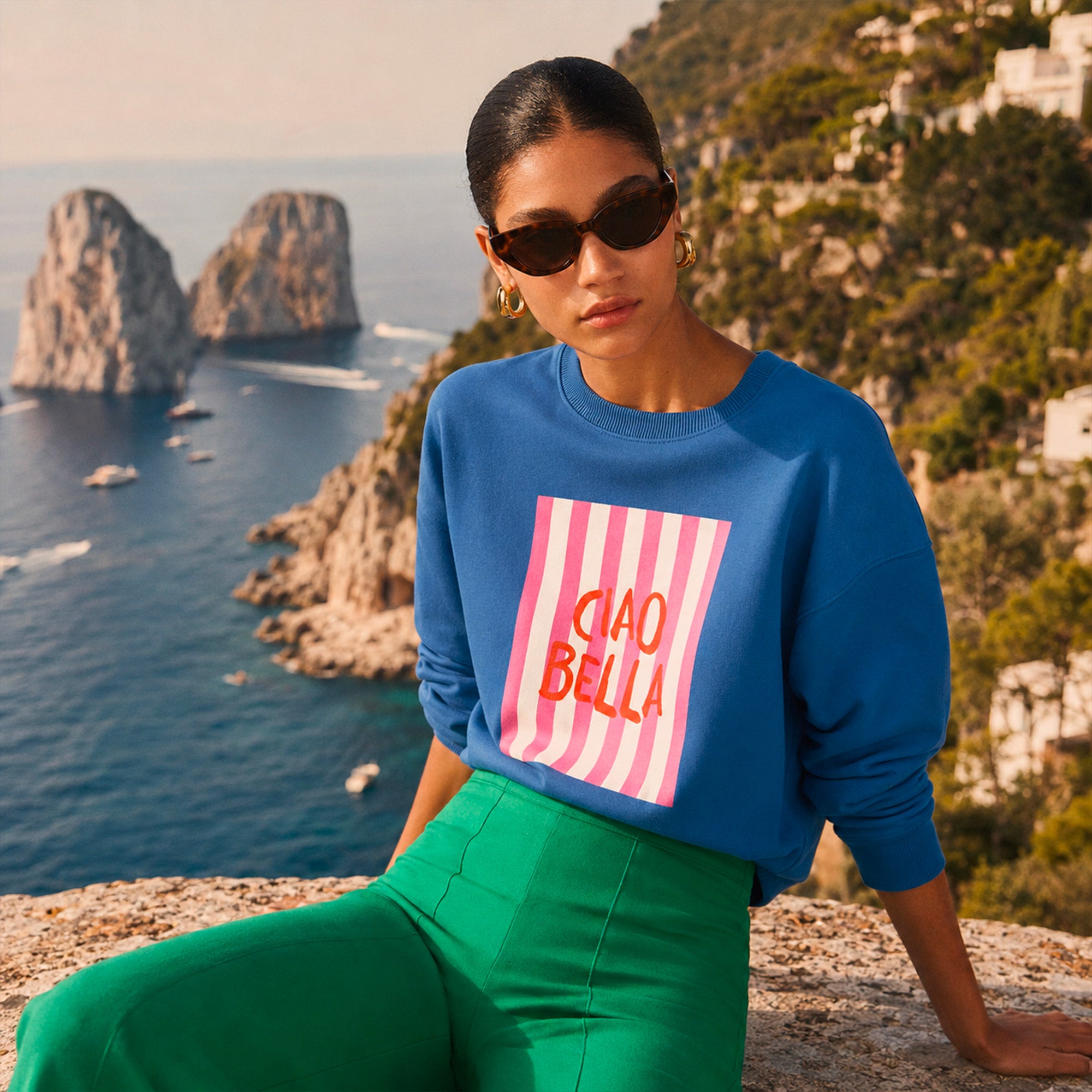 Sweat bleu Ciao Bella
