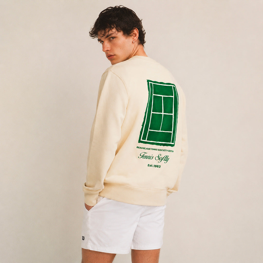 Sweatshirt Tennis Homme Beauséjour vert, porté par un homme, vue 2.
