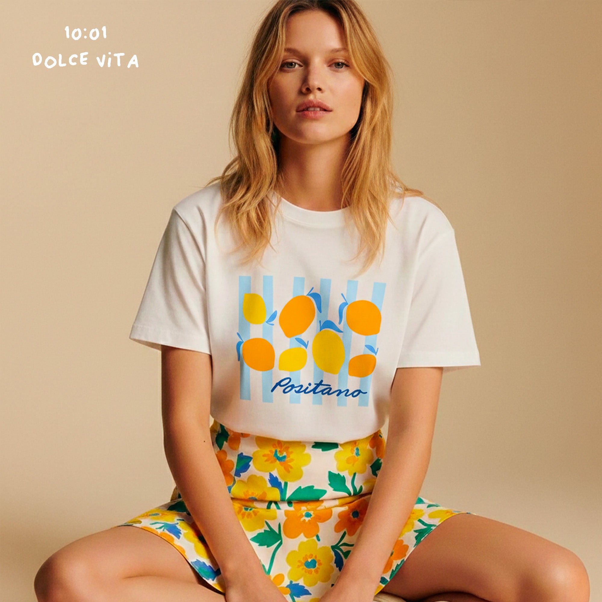 T-Shirt Positano - T-Shirt Dolce Vita - T-Shirt blanc femme - T-Shirt pour l'été - Best seller Beauséjour