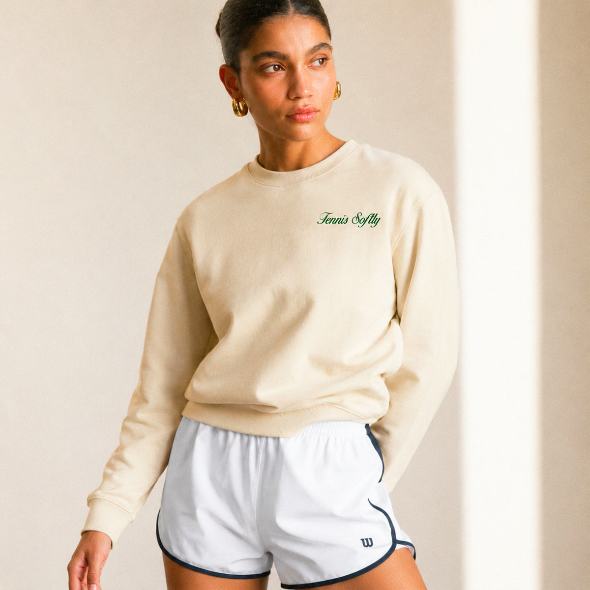 Sweatshirt Tennis Femme Beauséjour vert, porté par une femme, vue 5.