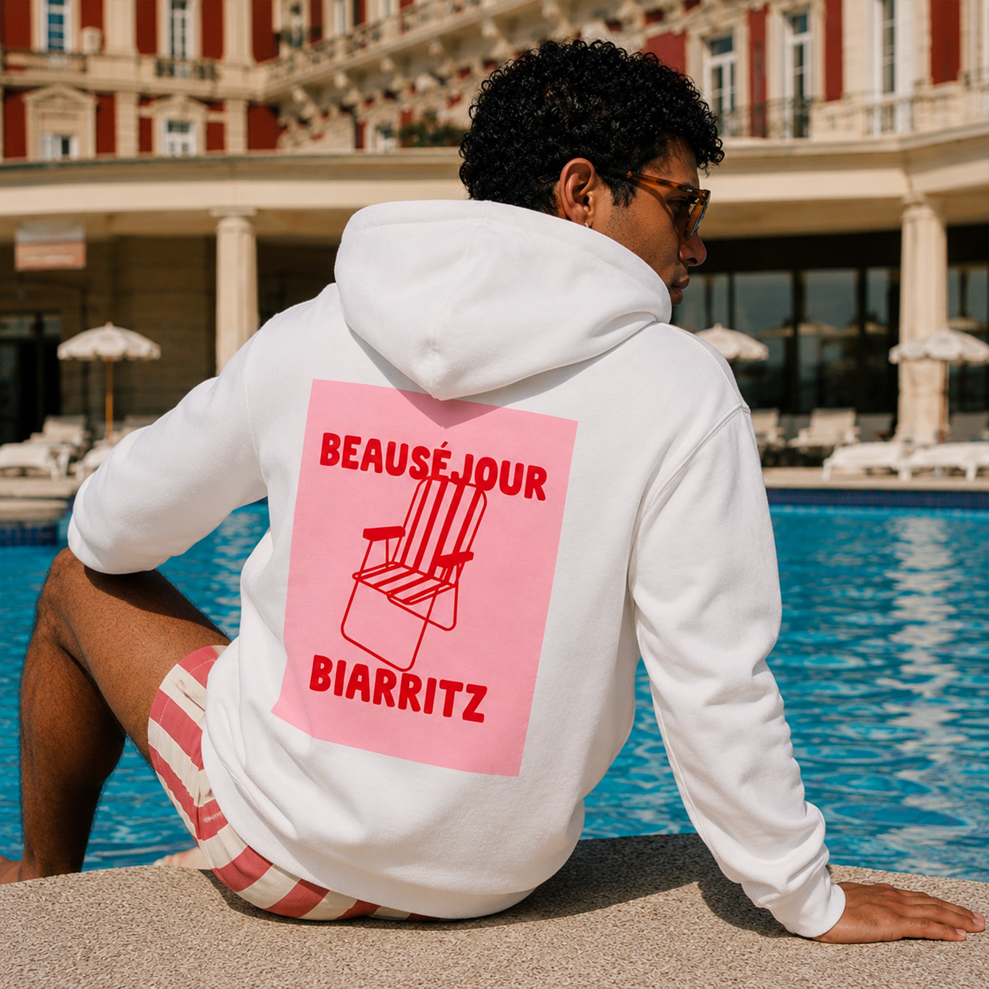 hoodie blanc coton biologique inspiration biarritz