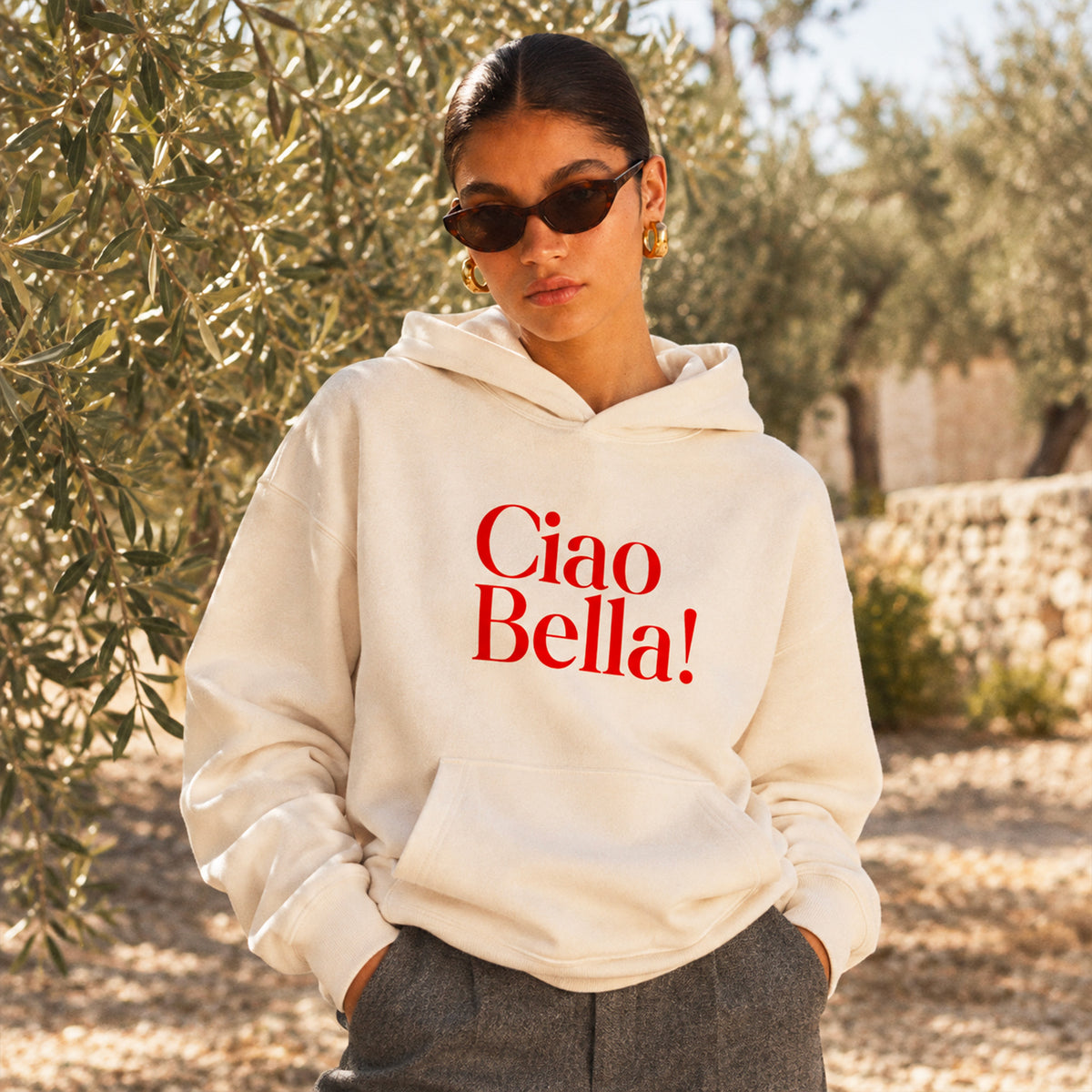 Hoodie Creme Ciao bella
