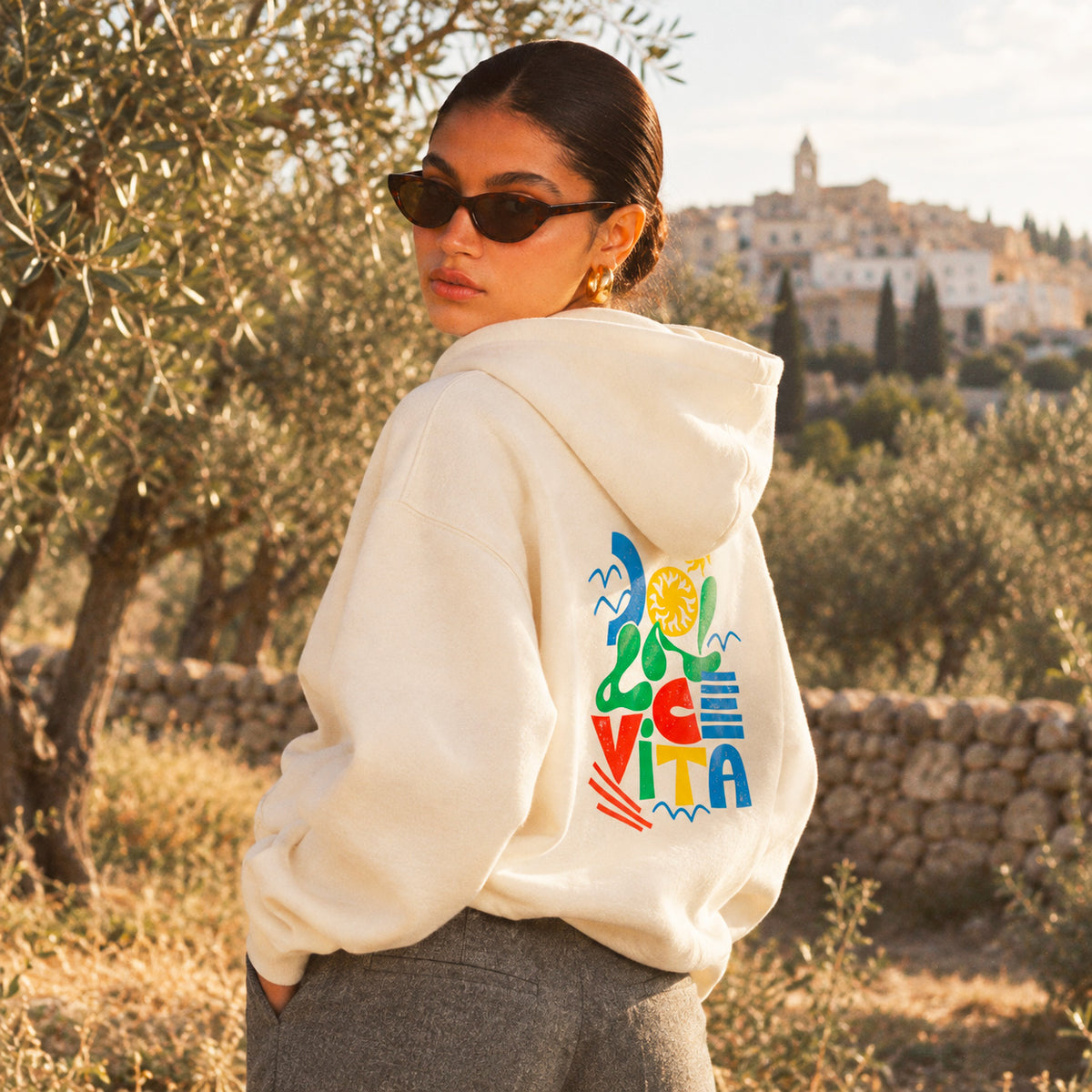 Hoodie Creme Dolce vita colorée