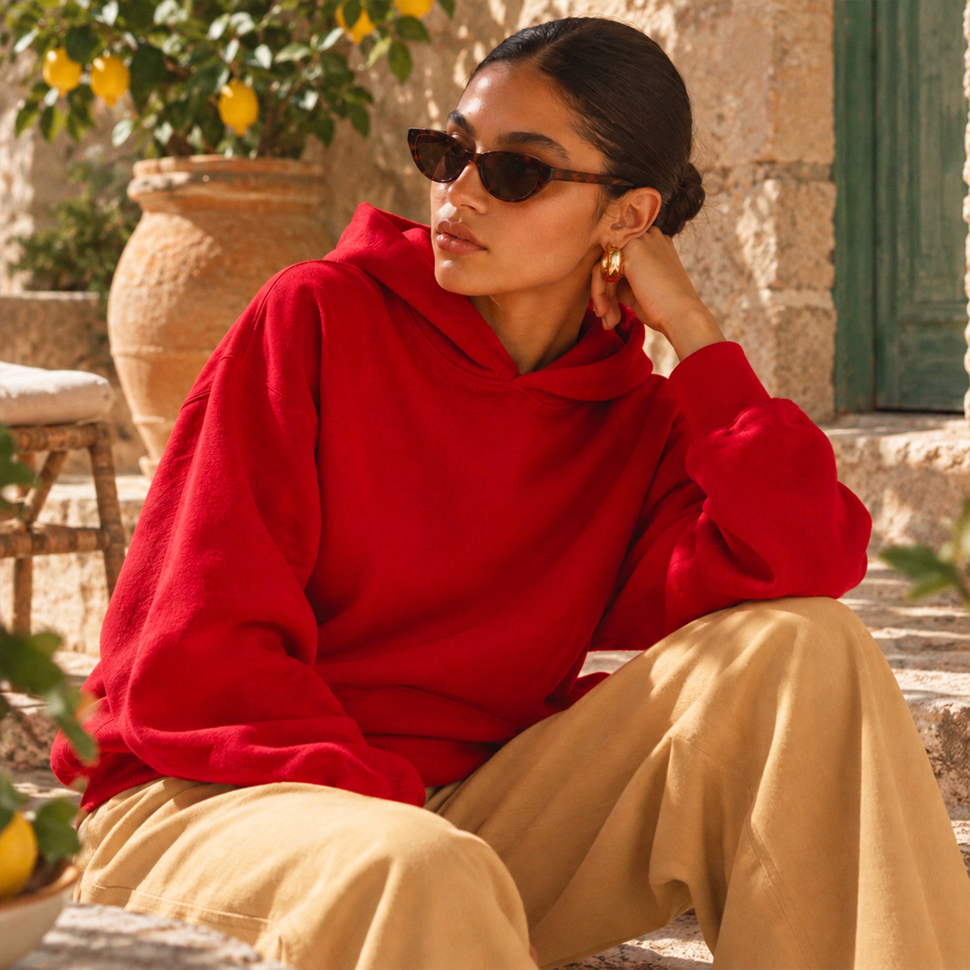 Hoodie rouge Dolce vita citron